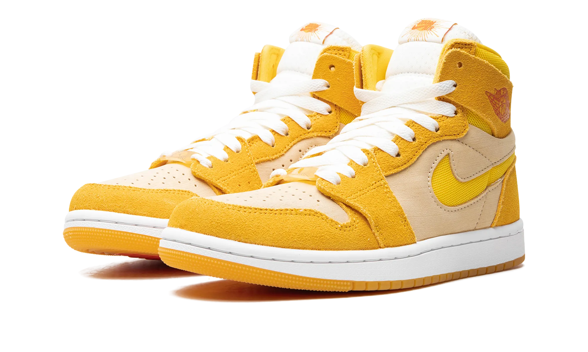 Air Jordan 1 Zoom Air CMFT 2 WMNS "Yellow Ochre/Tour Yellow-Pale Vanilla-Safety" Elastic Fit Thermoplastic Bonding