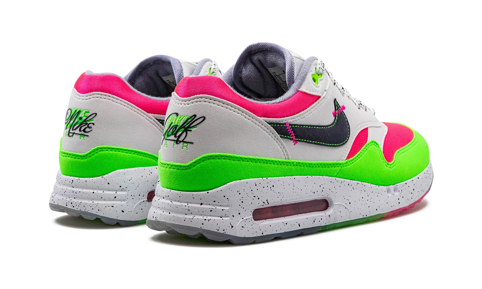 Air Max 1 Golf "Watermelon" running in a suspension cable bridge area shoes