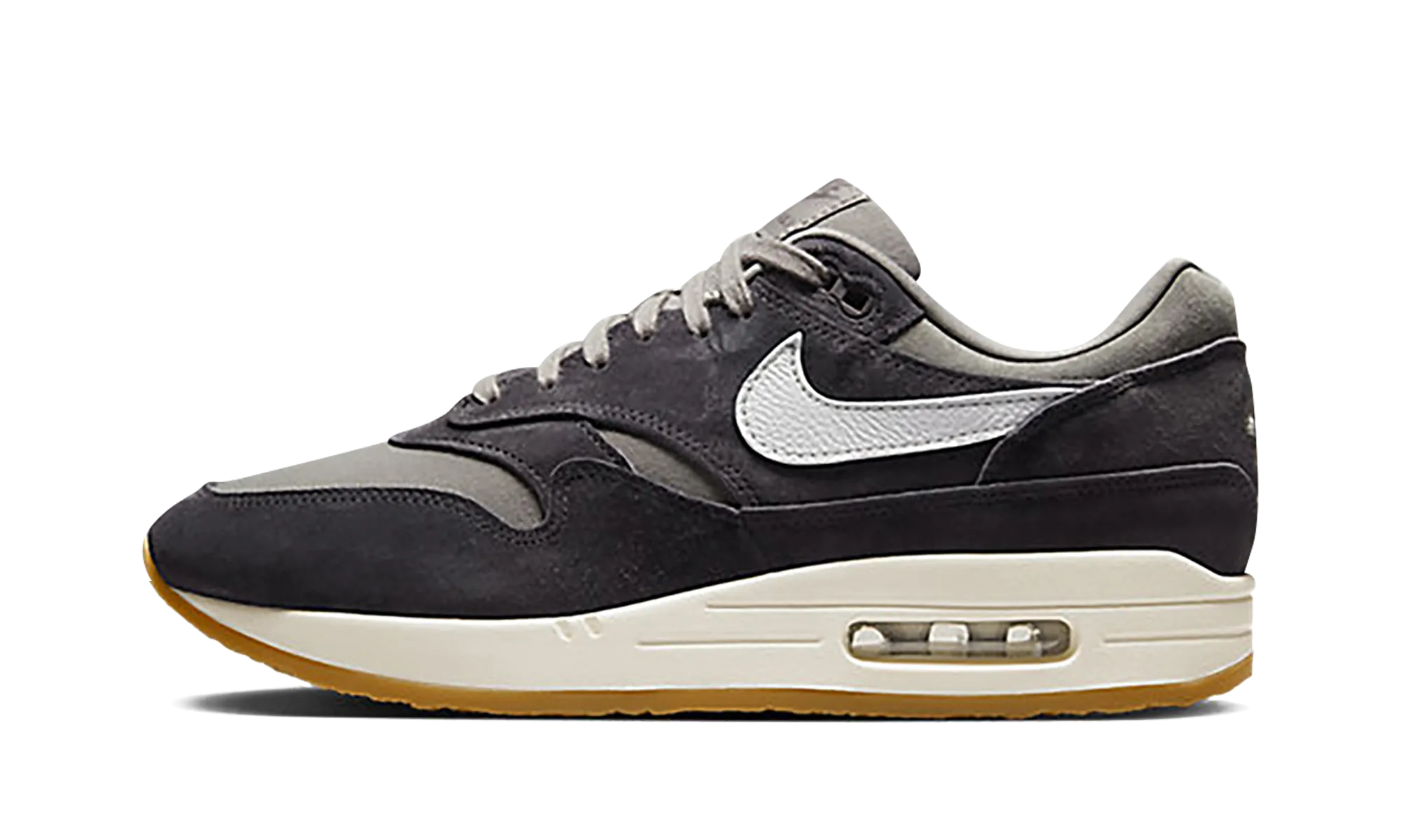 Air Max 1 PRM Crepe "Soft Grey" running in an intersection area shoes