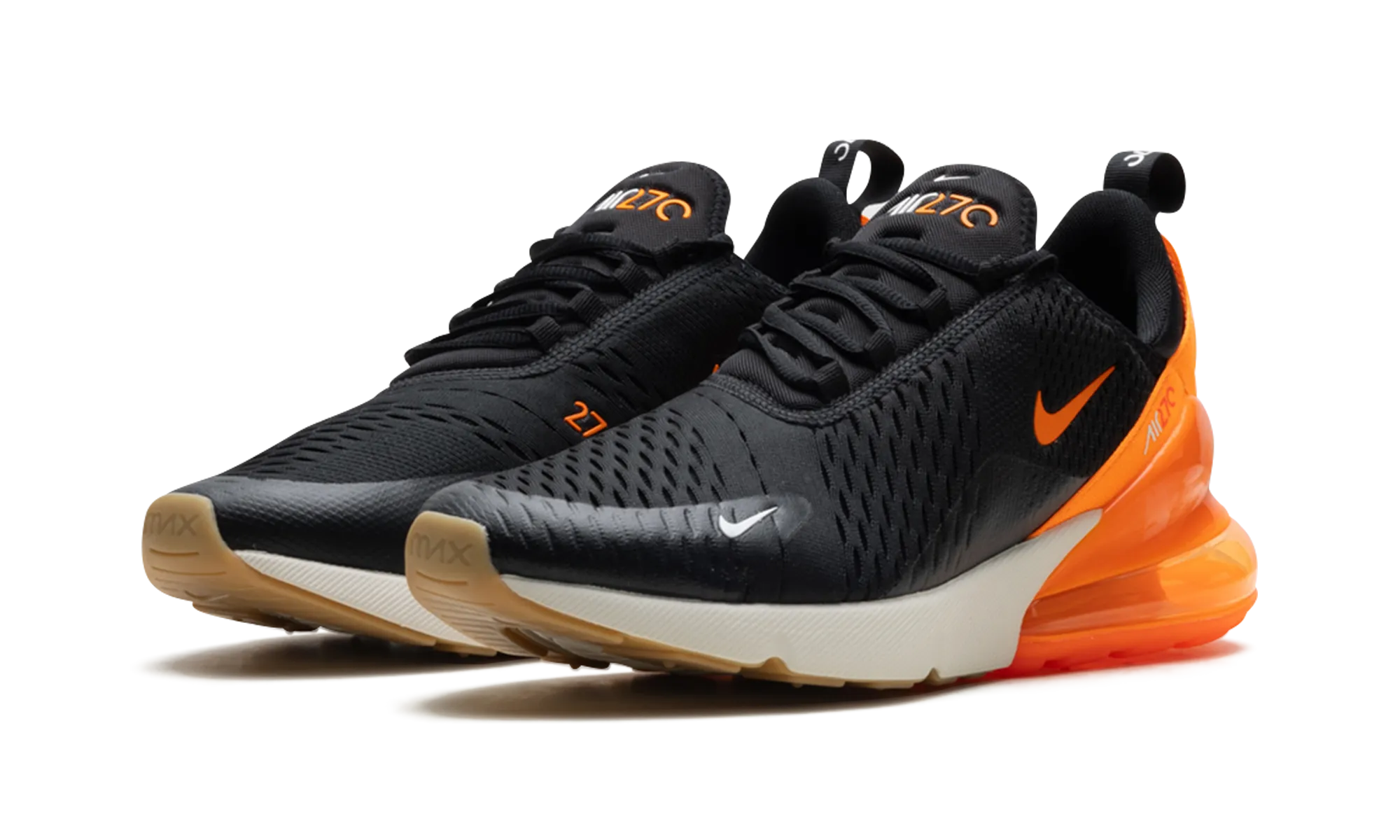 Air Max 270 "Black/Total Orange-Bright Crimson" elastic lacing shoes