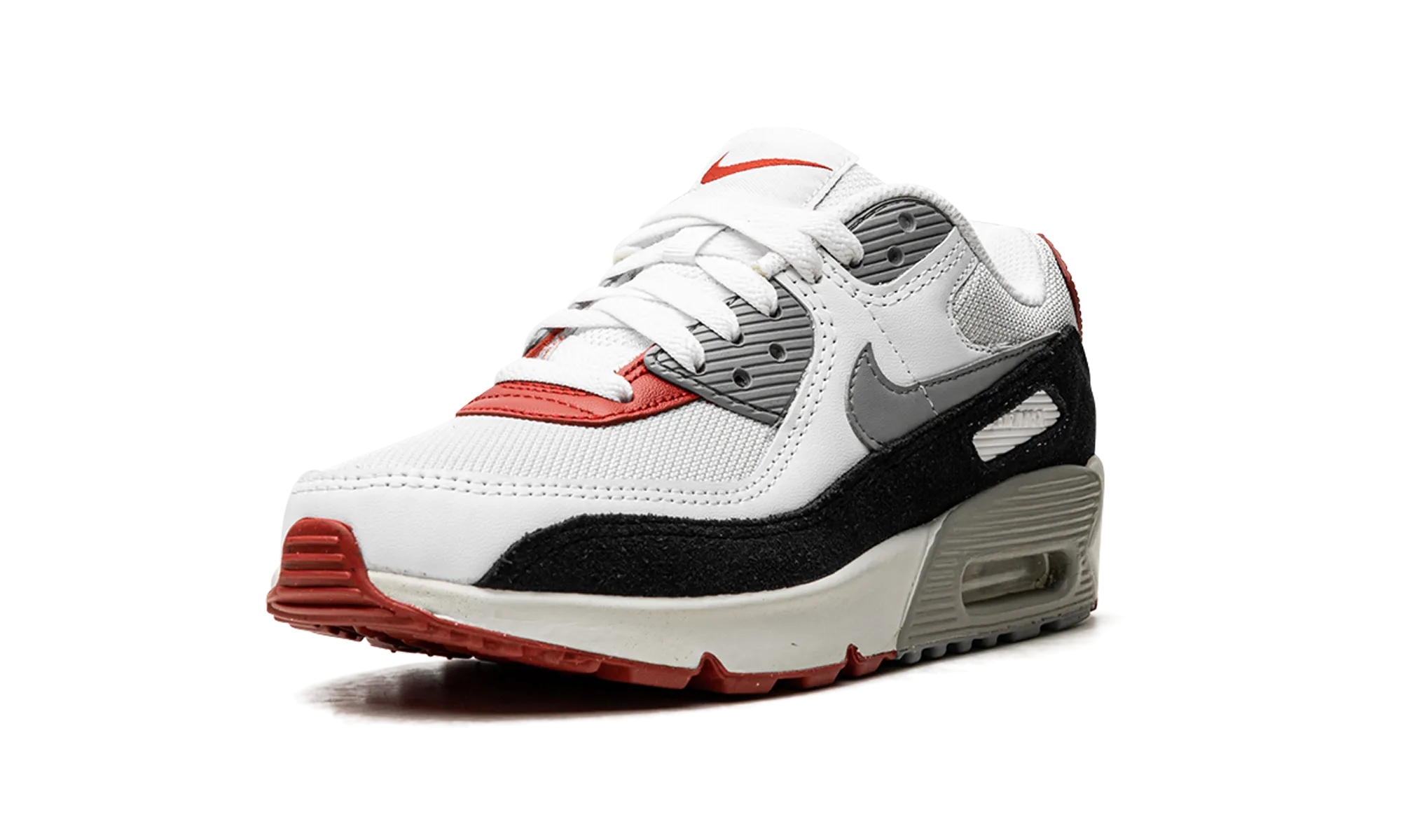 Air Max 90 GS "LTR Photon Dust Varsity Red" Solid - colored running on concrete
