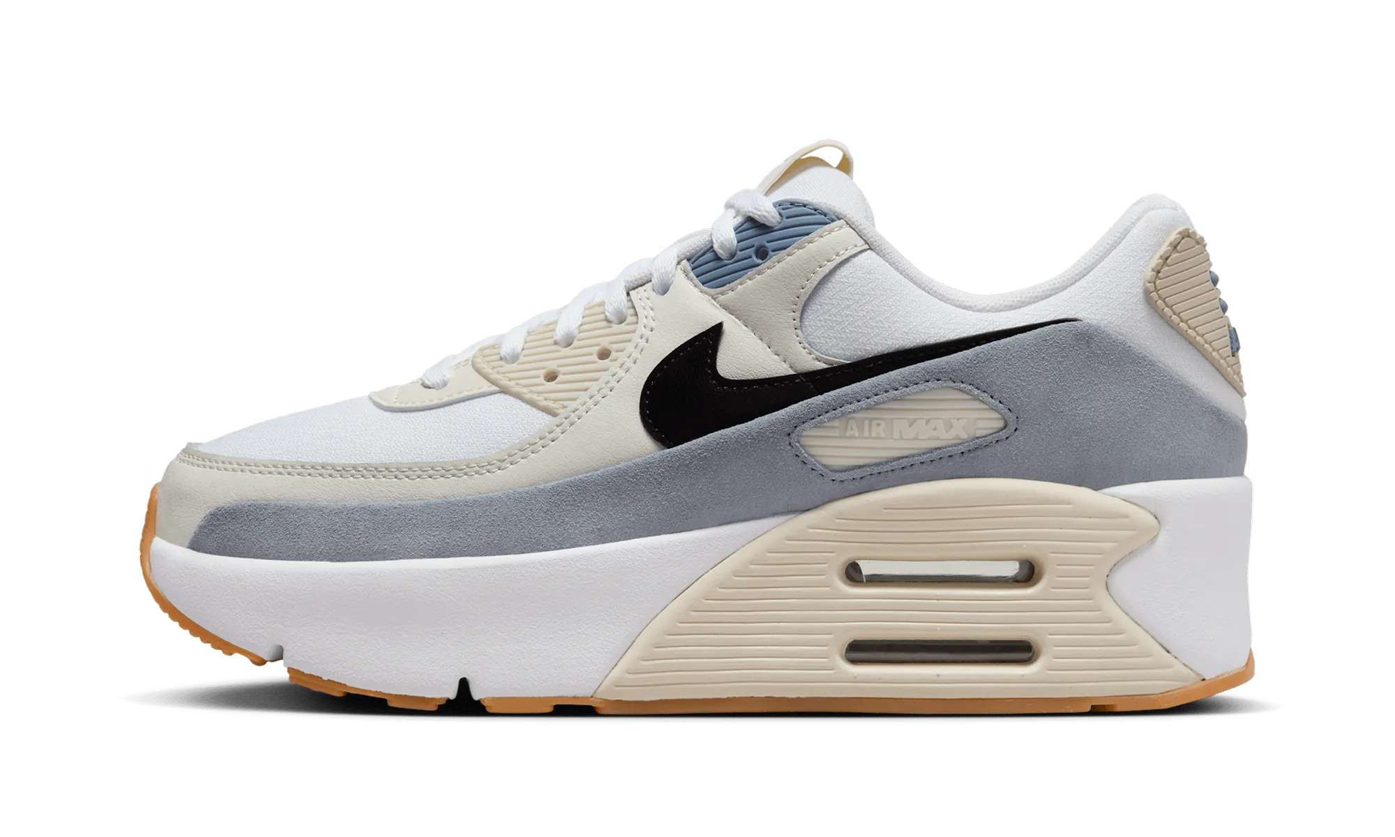 Air Max 90 LV8 WMNS "White Ashen Slate Light Orewood Brown Black" Power Shoes toe - box