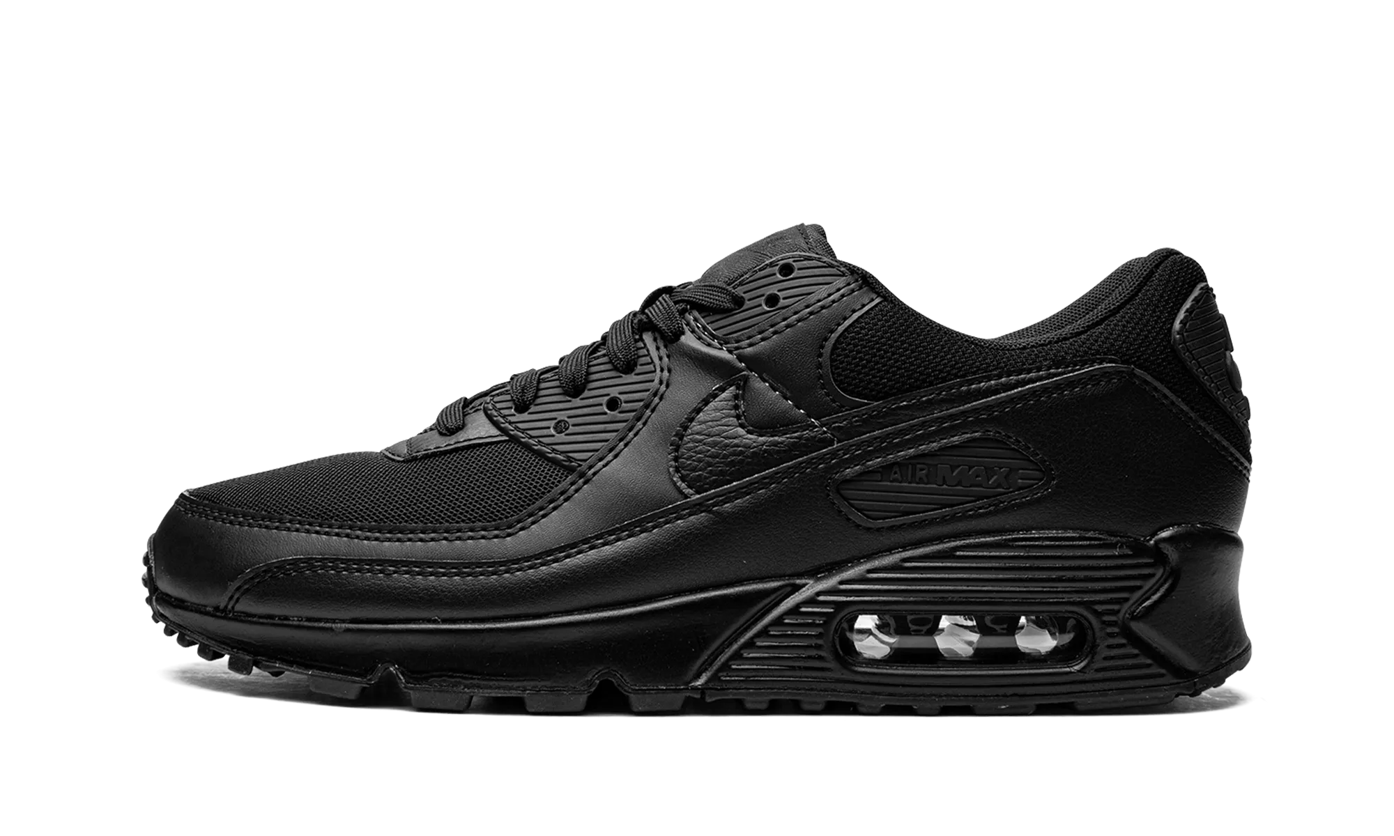 AIR MAX 90 MNS WMNS "Triple Black" running in park