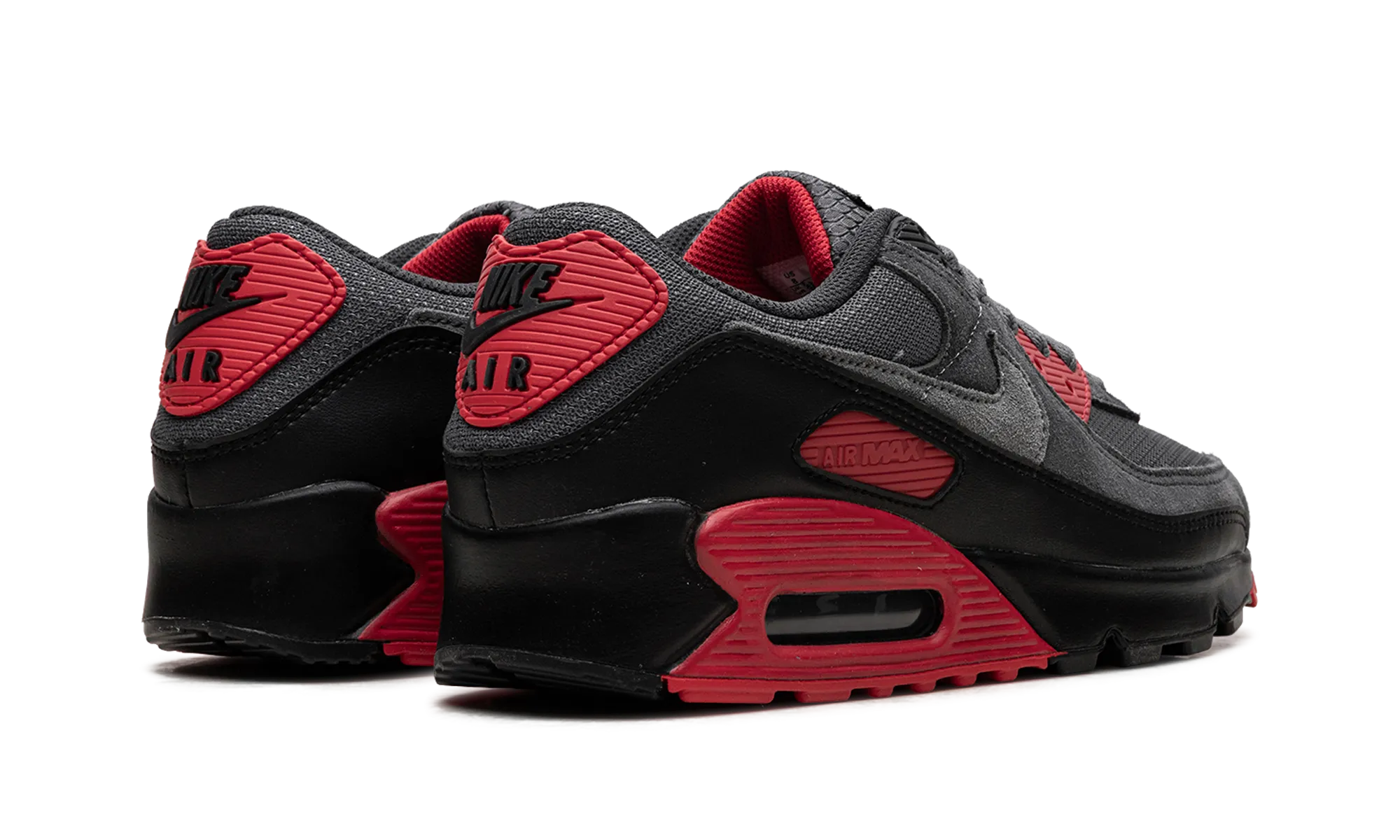Air Max 90 "Smoke Grey Fire Red" posture support button - trimmed - design shoes