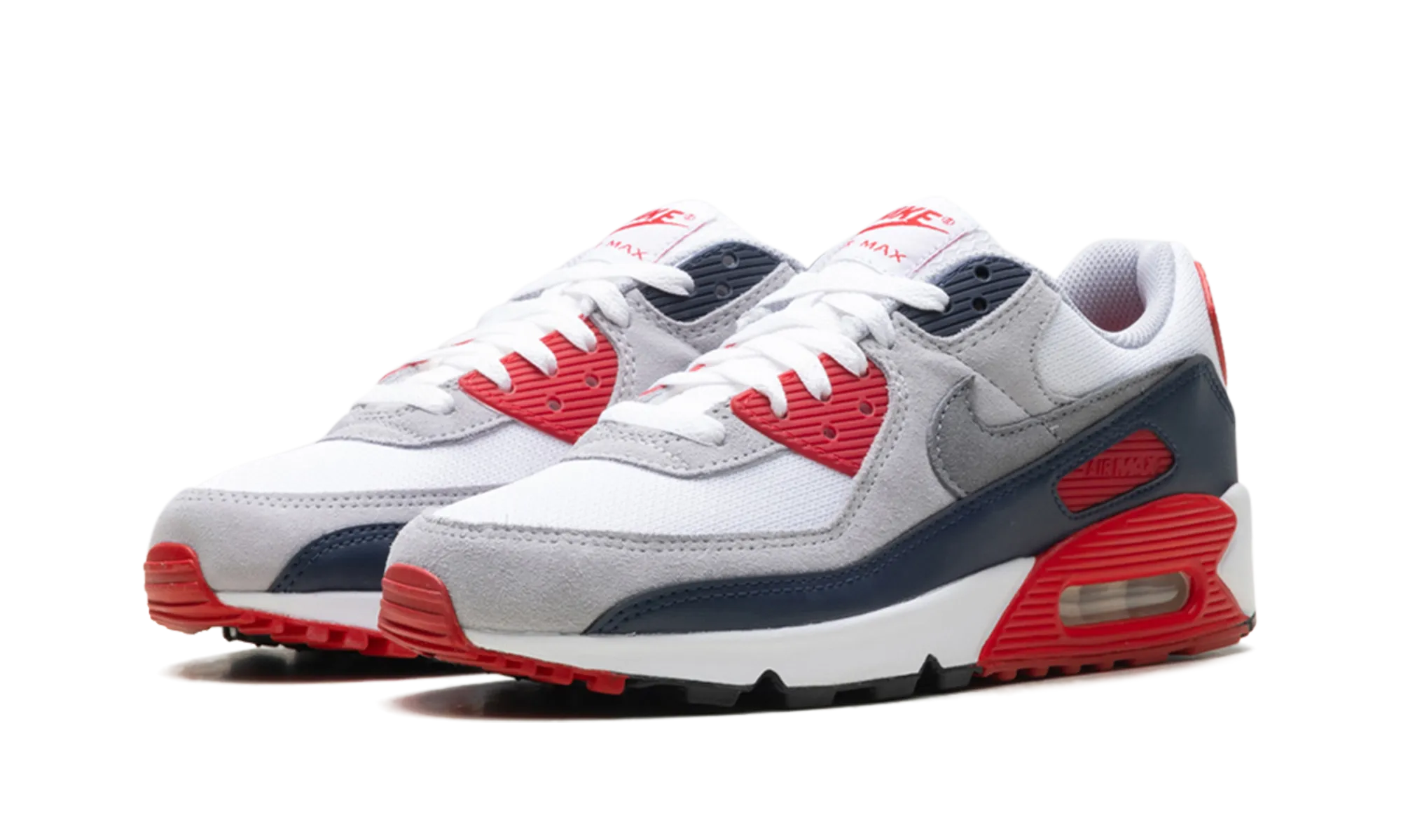 medium fit AIR MAX 90 "White/Cool Grey-university Red"