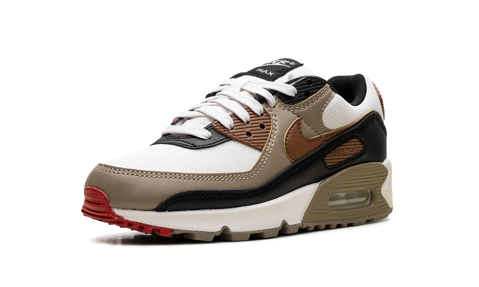Air Max 90 WMNS "Phantom Black Fire Red Light British Tan" Outdoor Adaptability
