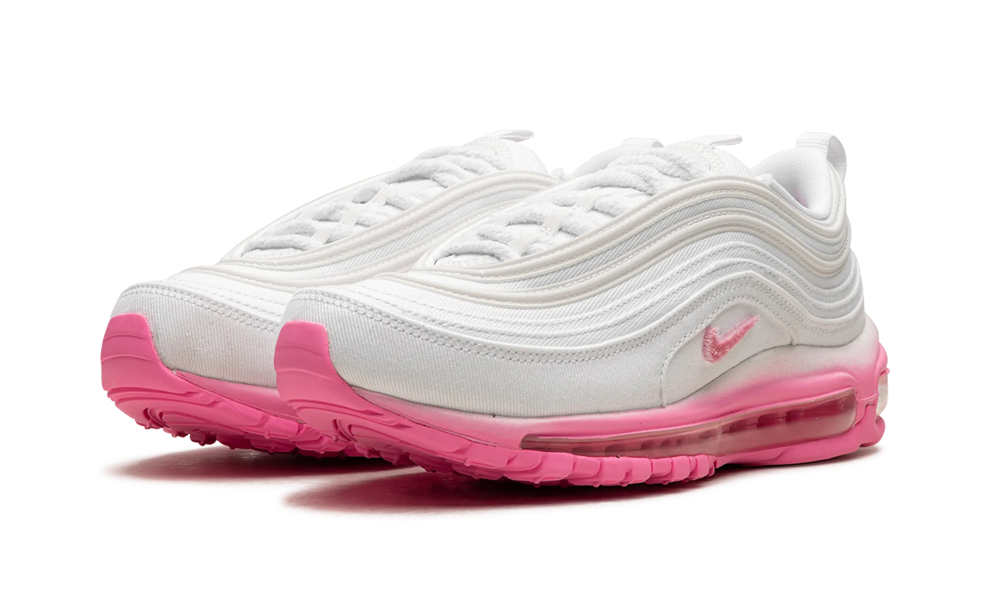 AIR MAX 97 WMNS "White Canvas / Pink Chenille" running in a mud pot area shoes