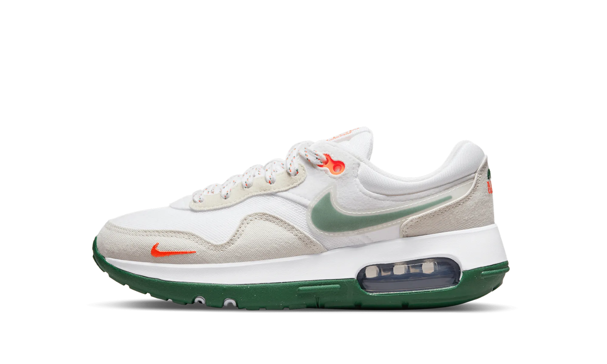 AIR MAX MOTIF GS "White/Safety Orange/Light Bone/Gorge Green" Hilly terrain adaptability narrow - fit - for - narrow - feet shoes