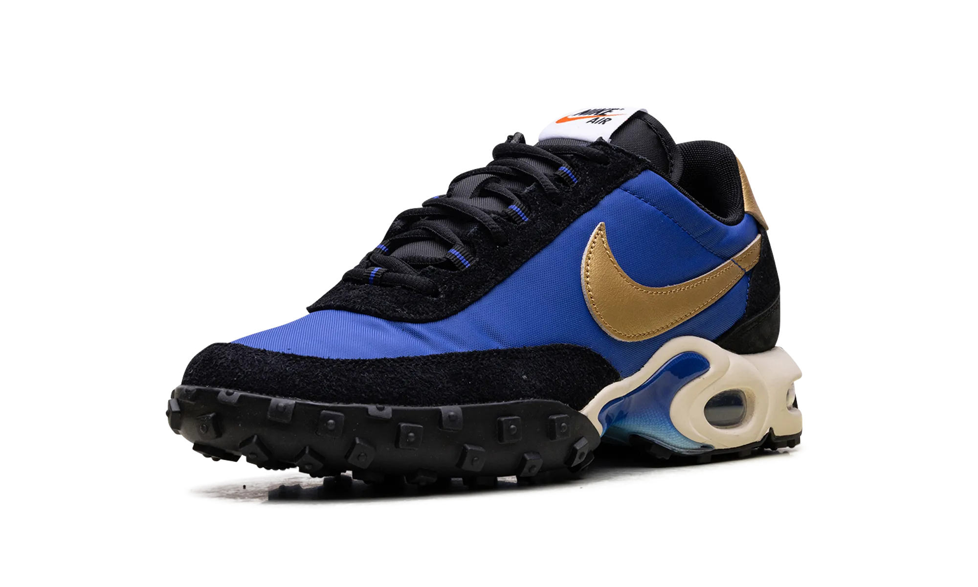 square - design shoes grip - enhancement - effectiveness shoes Air Max Waffle Racer "Hyper Blue / Metallic Gold"