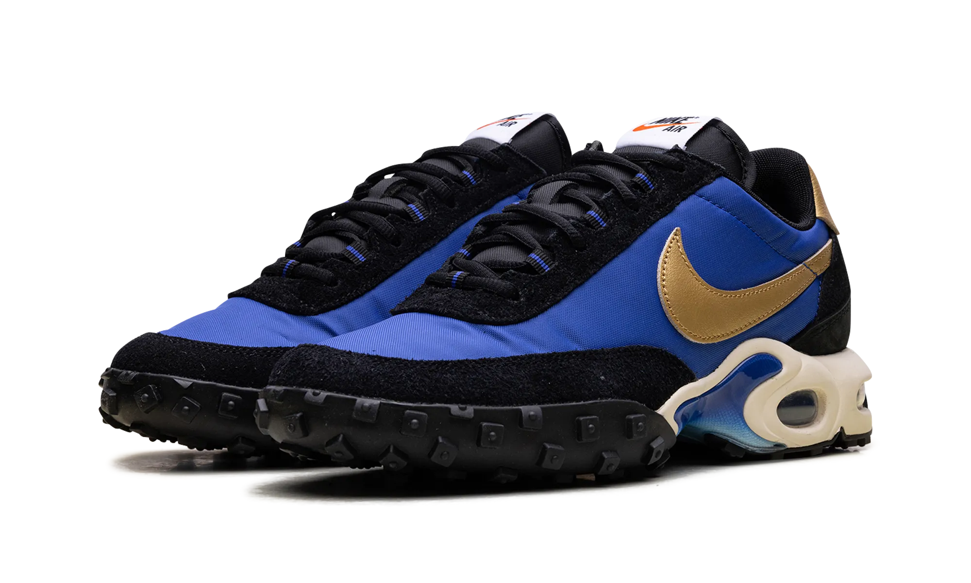 Air Max Waffle Racer "Hyper Blue / Metallic Gold" marathon runner supportive synthetic shoes