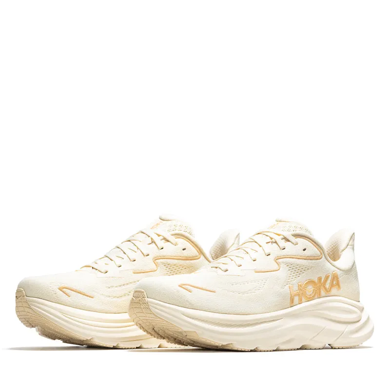 Women's Hoka Clifton 10 - Vanilla/Birch Structural Weave Technology Impact Resistant Chassis