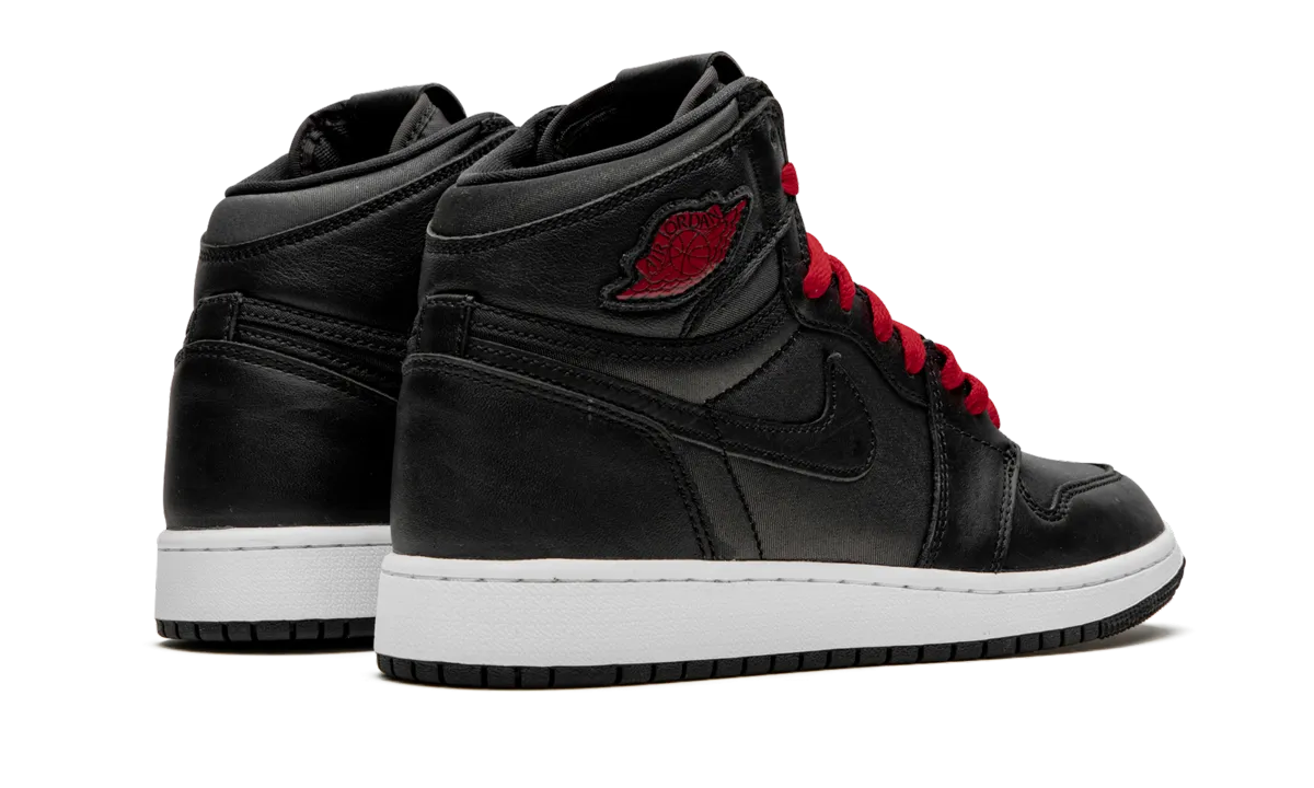 Air Jordan 1 High Retro GS "Black Satin/Gym Red" simple design