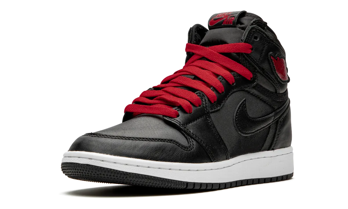 Air Jordan 1 High Retro GS "Black Satin/Gym Red" Textile Upper