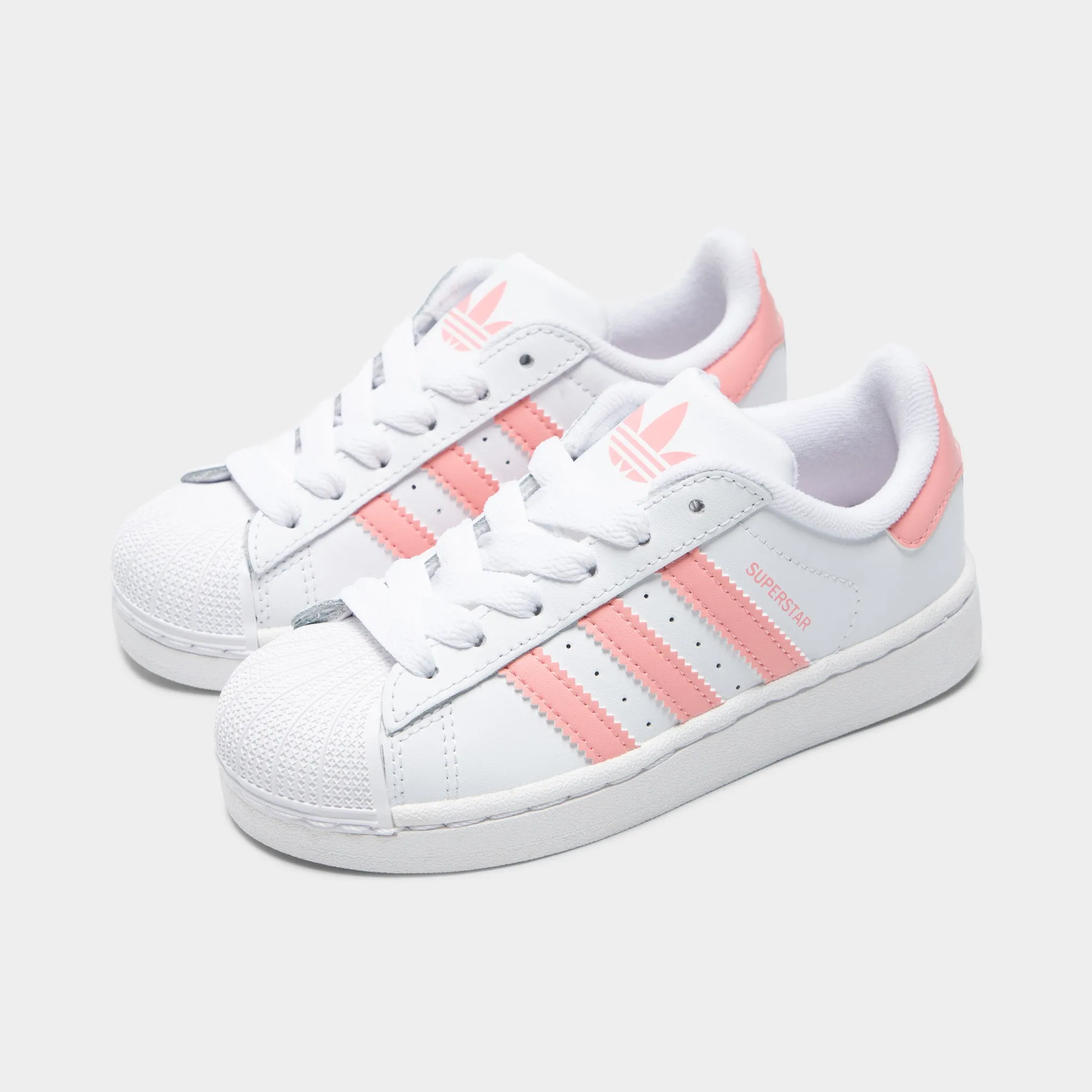 adidas Children's Superstar II White / Semi Pink Spark Orthopedic Arch Support Pressure Zoned Cushioning