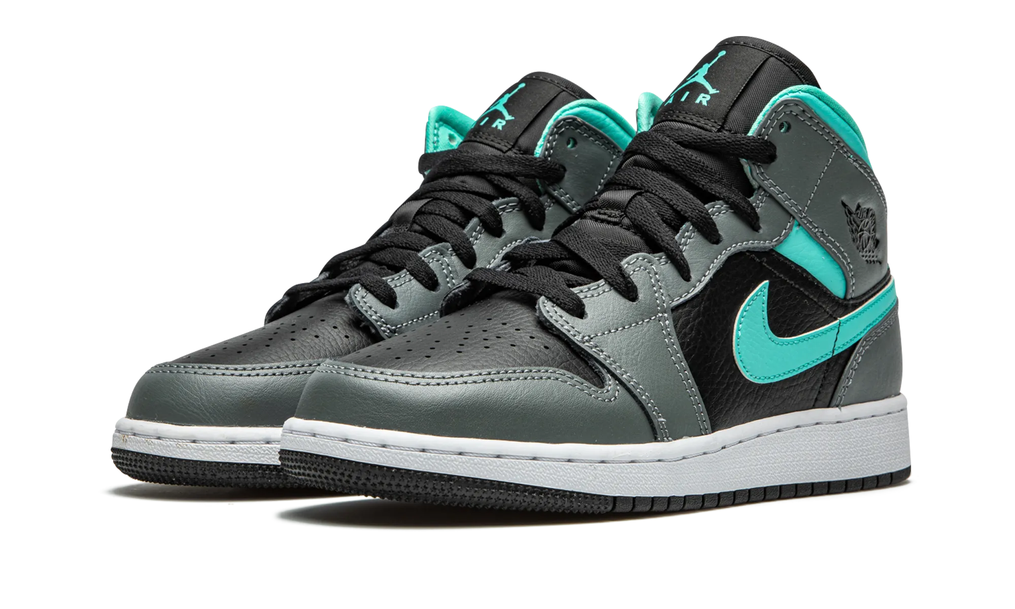 Air Jordan 1 Mid GS "Grey / Aqua" Gym Shoes Comfort Driven