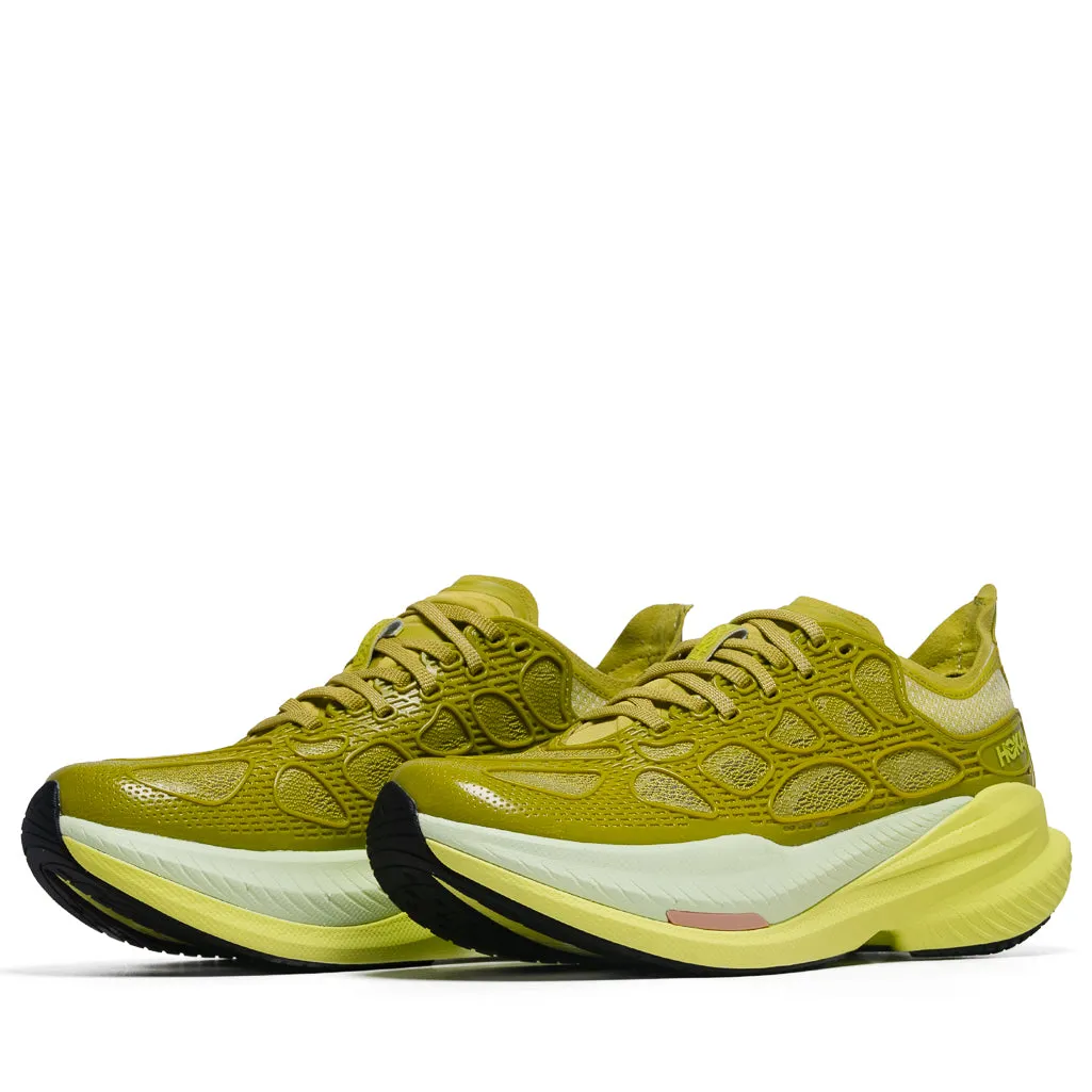 Hoka Mach X Caged - Pea Green/Hoka Citrus perforated