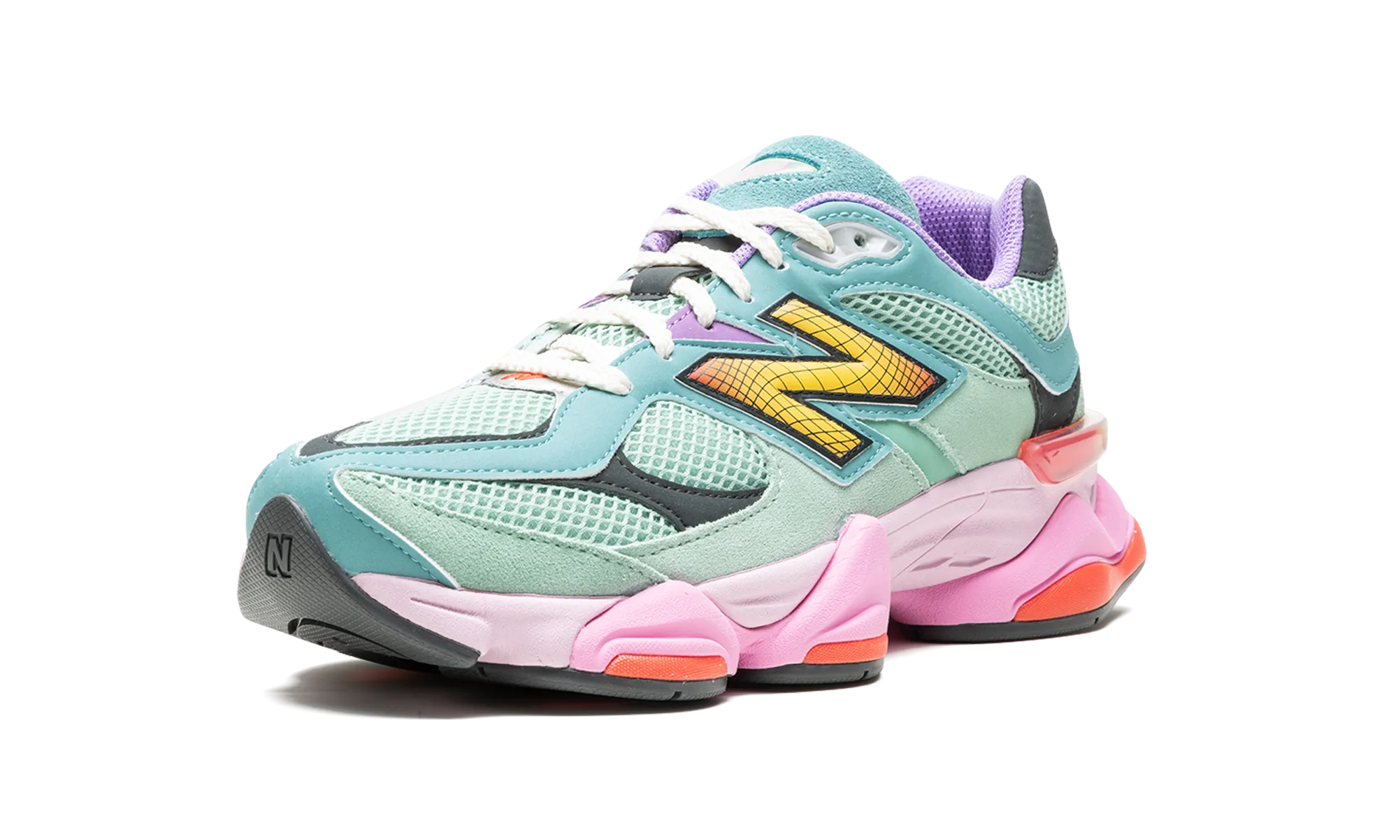 9060 "Sage Leaf/ Neo Flame" running in a sports complex shoes mental health benefits