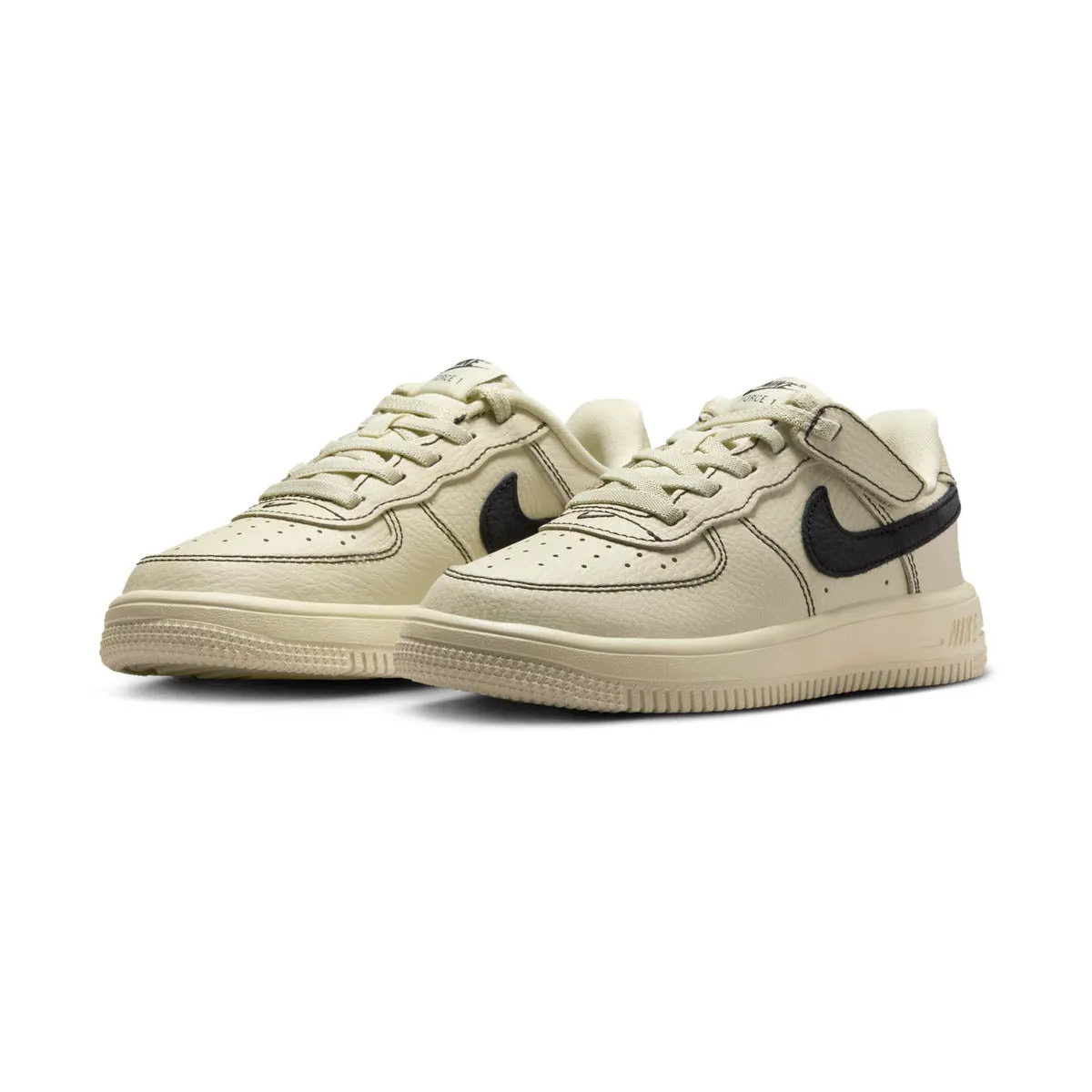 Speed Movement Nike Force 1 Low LV8 EasyOn 'Light Khaki & Black' Little Kids' Shoes