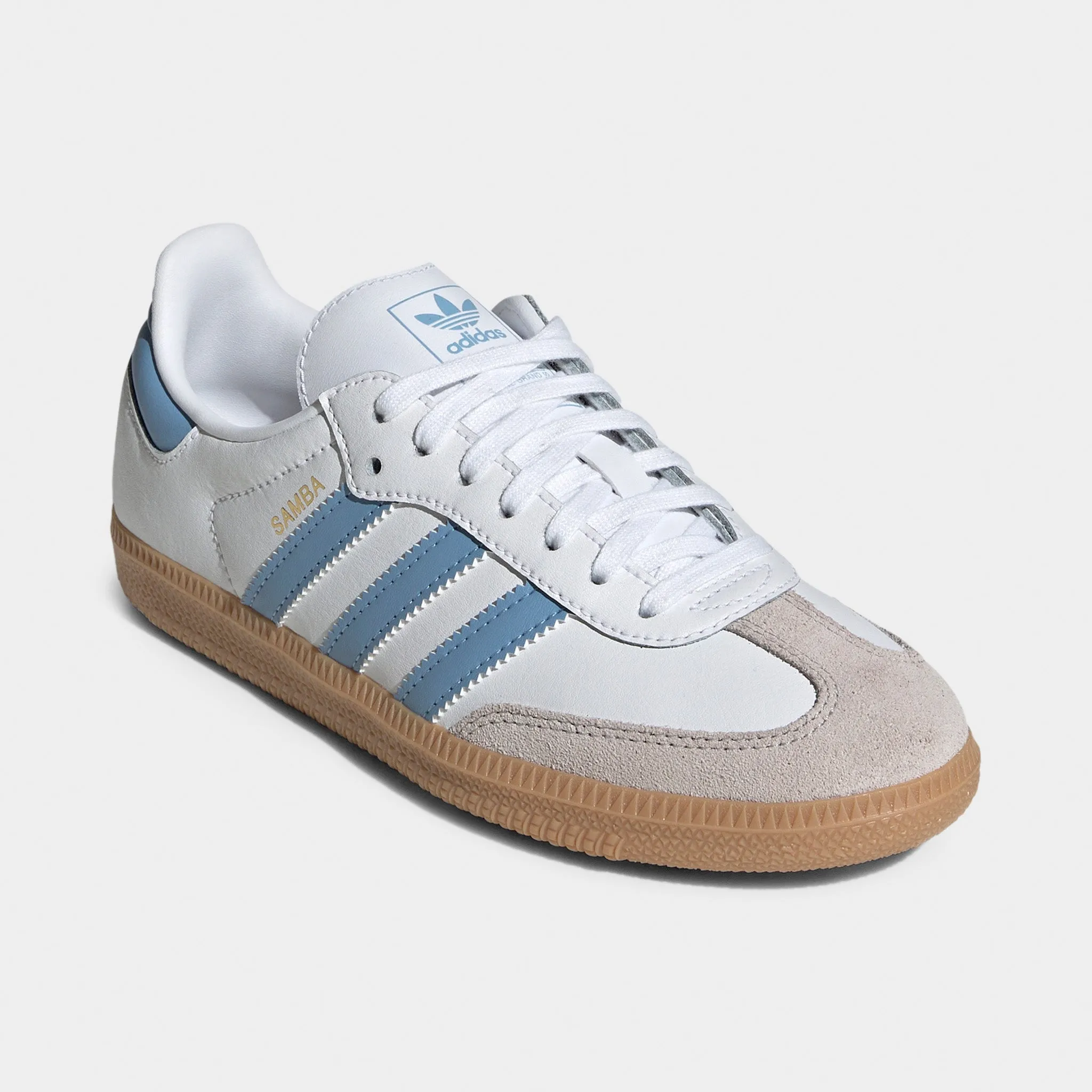 Recycled Rubber Base Outdoor Use adidas Juniors' Samba OG White / Ash Blue - Gum