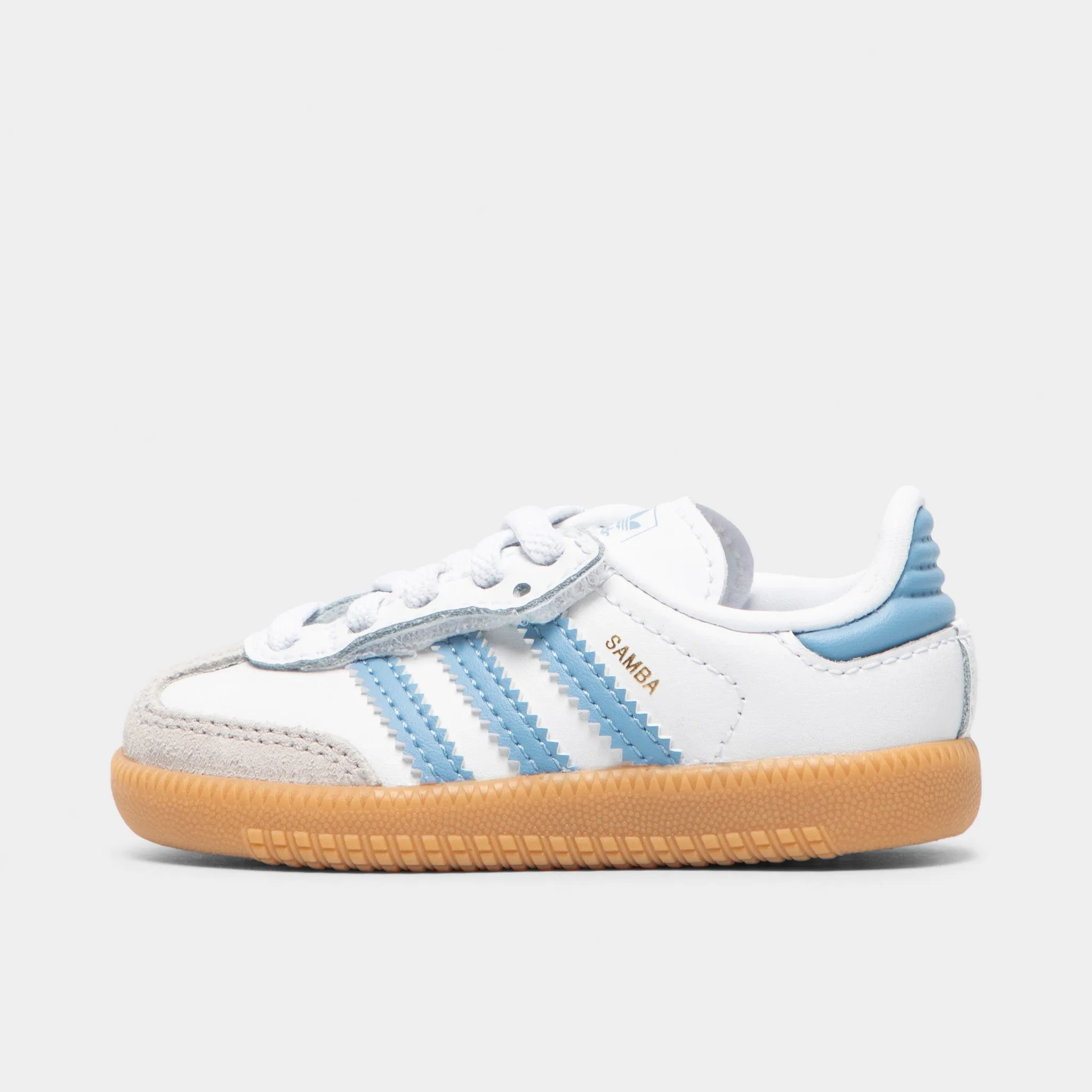 Pull Tab Hydrophobic Upper adidas Infants' Samba OG White / Ash Blue - Gum