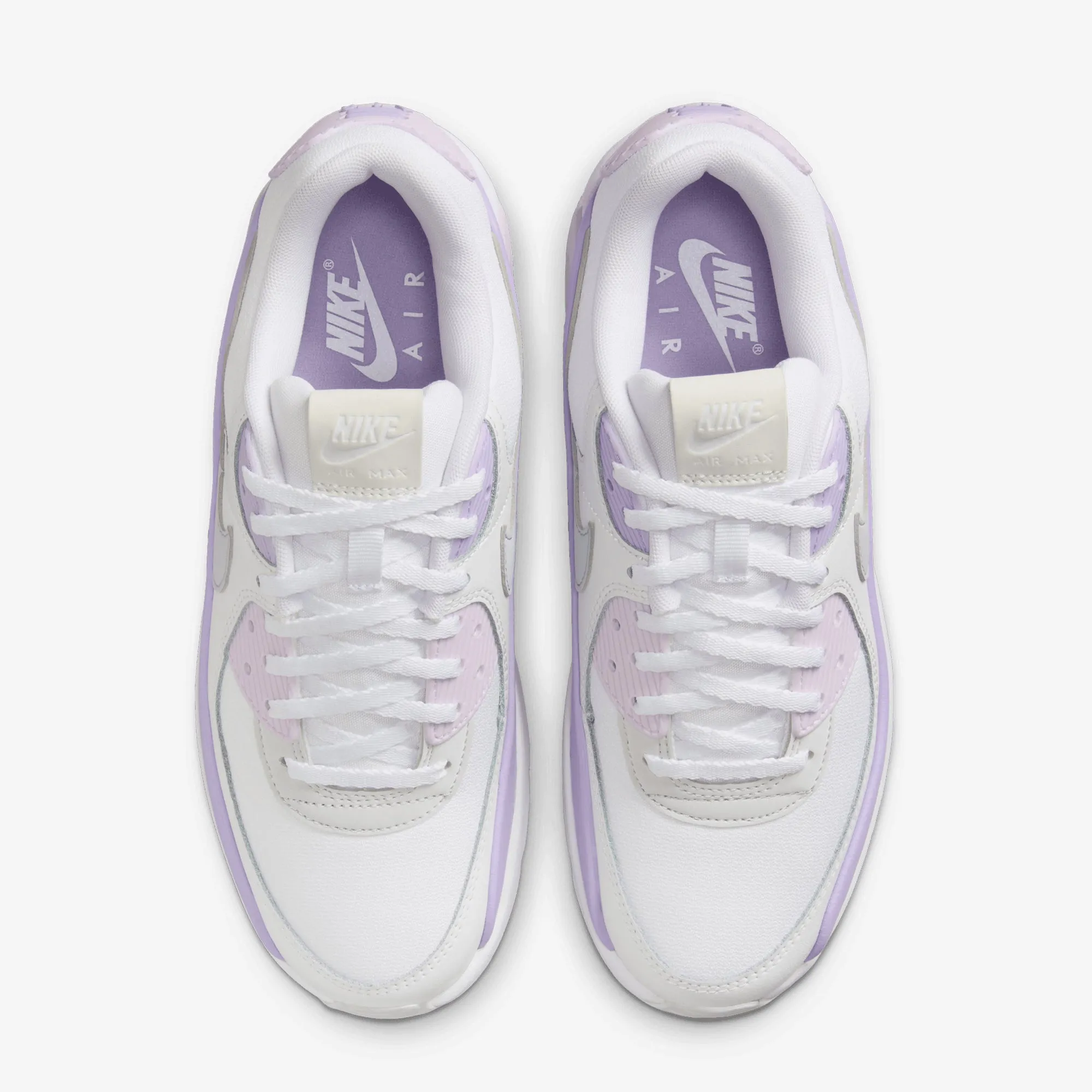 Nike | AIR MAX 90 LV8 { WHITE/WOLF GREY-HYDRANGEAS-SUMMIT WHITE Torsion control