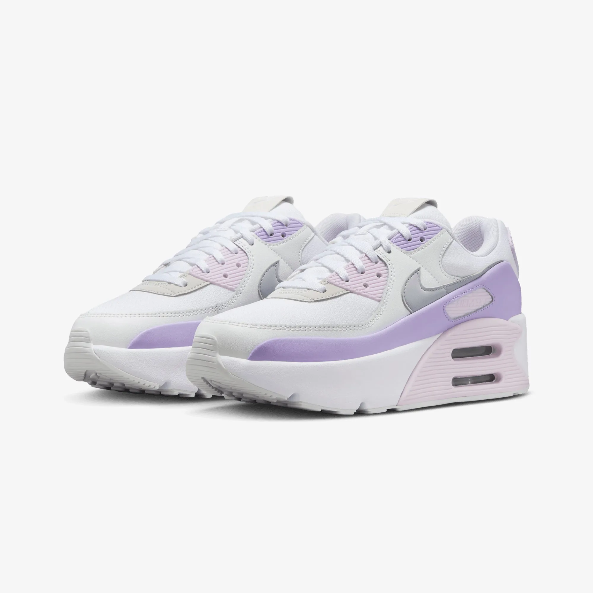 Nike | AIR MAX 90 LV8 { WHITE/WOLF GREY-HYDRANGEAS-SUMMIT WHITE Energy   Returning