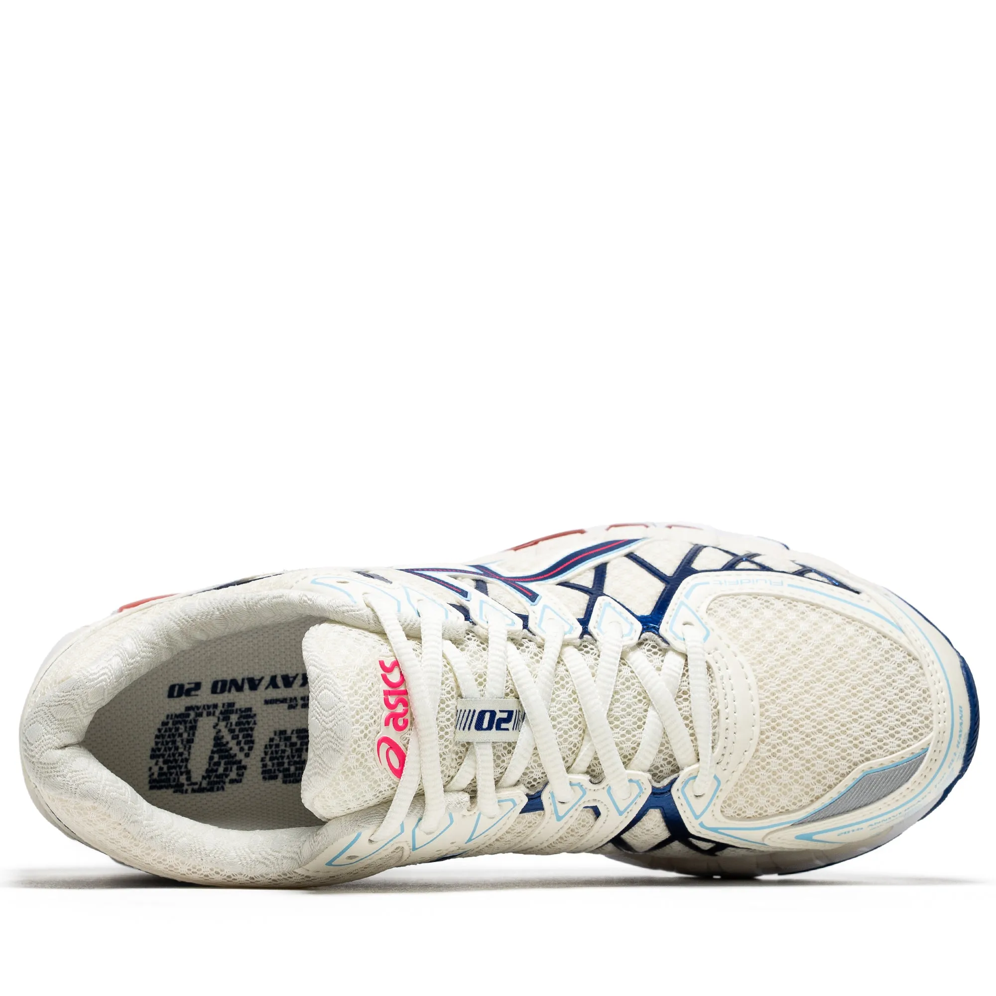 Asics Gel-Kayano 20 - Cream/Deep Marine Energy Returning Heel Tidy Aesthetic