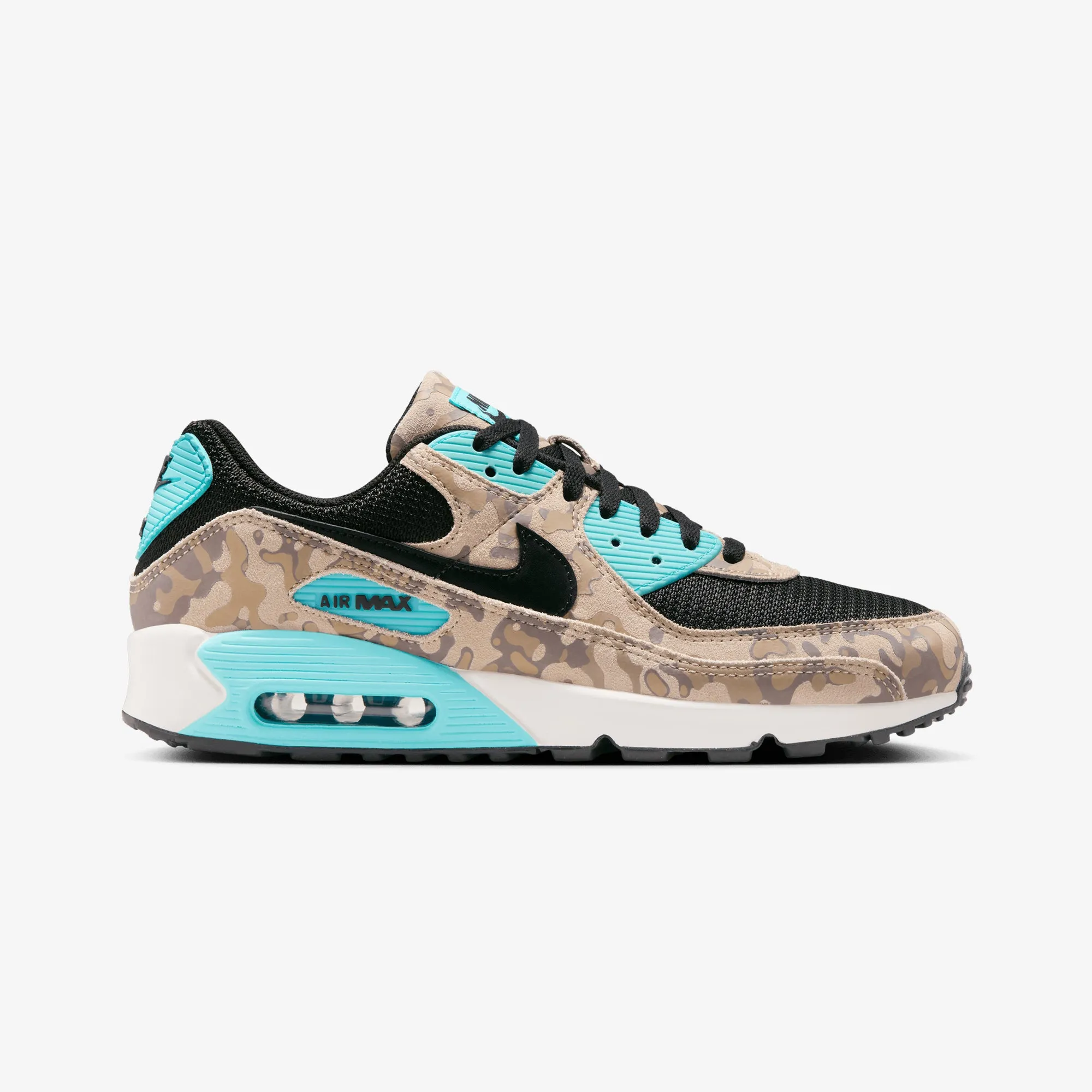 Nike | AIR MAX 90 { SANDDRIFT/BLACK-AURORA GREEN-KHAKI Flexible TPU Shank Hybrid Cushioning System