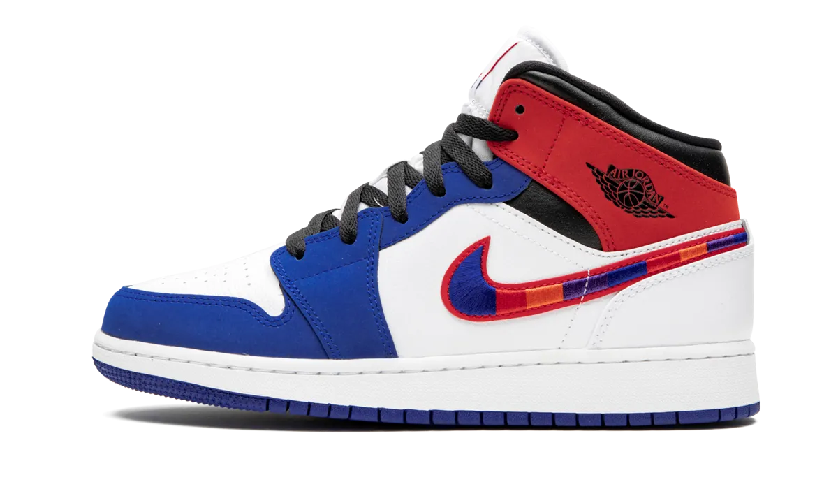 carbon fiber plate Shock-absorbent Air Jordan 1 Mid SE GS "Multicolor Swoosh"