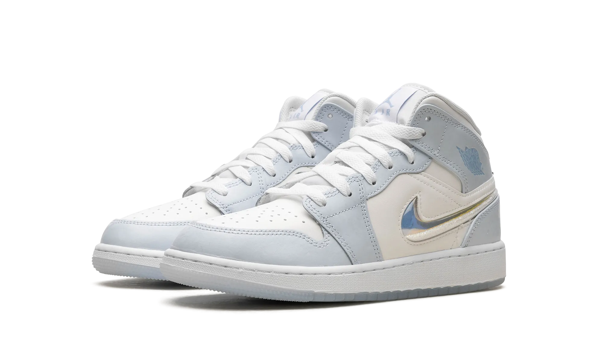 Resilient Outsole Breathable Lining AIR JORDAN 1 MID SE GS "GLITTER SWOOSH"