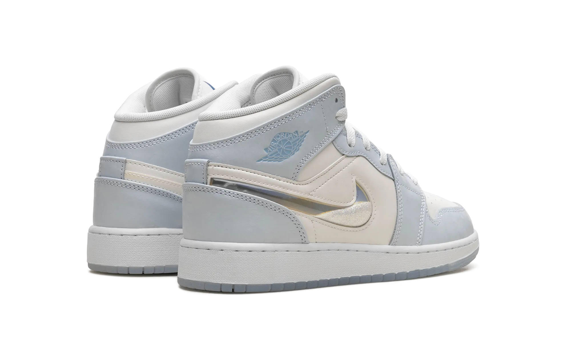 AIR JORDAN 1 MID SE GS "GLITTER SWOOSH" Easy Slip On Foam Midsole
