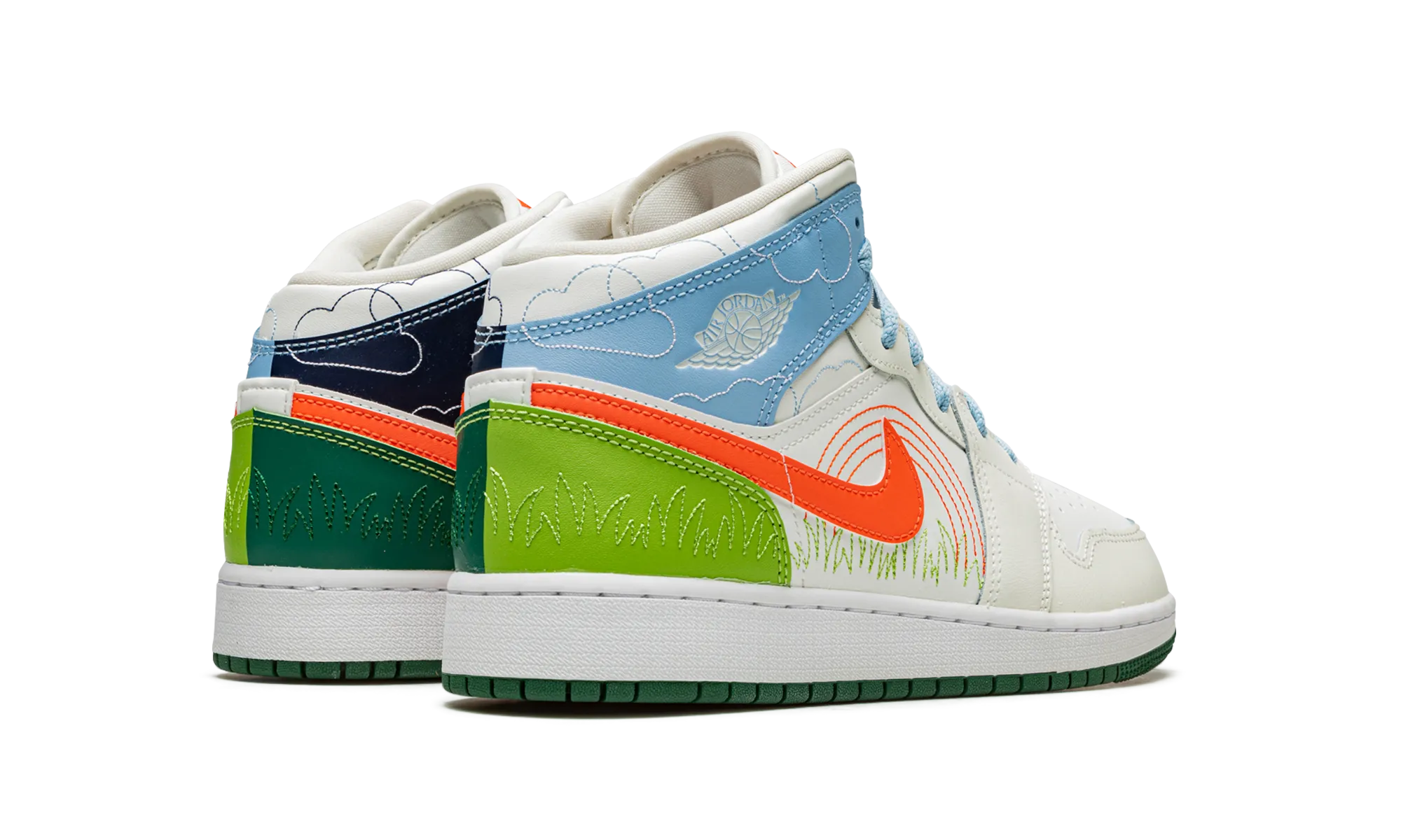 Friction Free Laces Eco Performance Air Jordan 1 MID SE GS "Stitch"