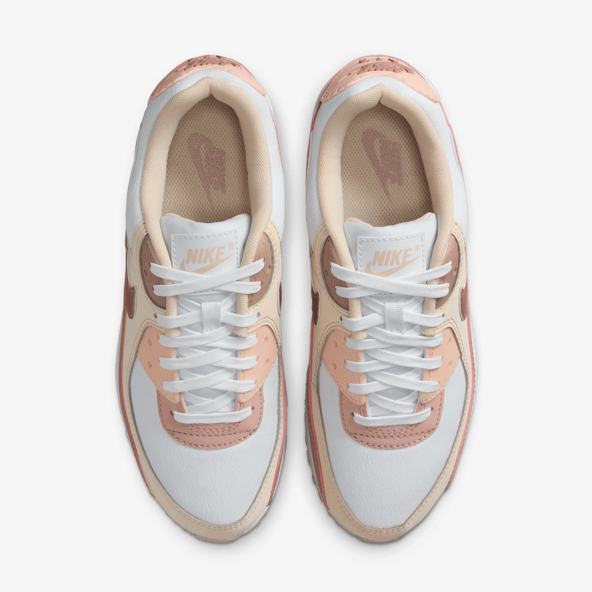 Nike | AIR MAX 90 { WHITE/PARTICLE PINK-WASHED CORAL Glam shock absorption Flex Comfort