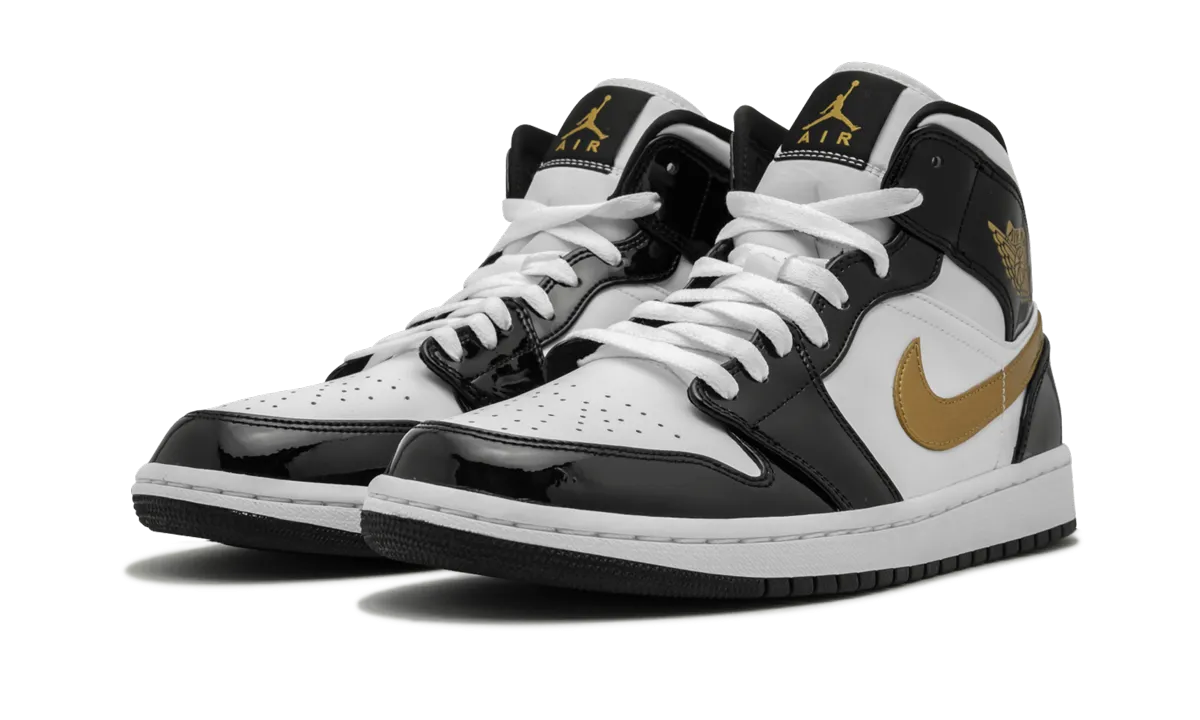 Air Jordan 1 Mid SE "Black Gold Patent Leather" Breathable Inserts Base Support