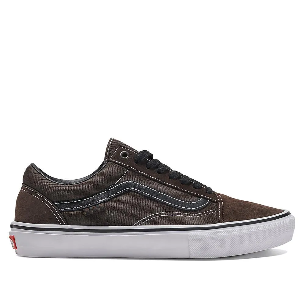 Vans Skate Old Skool - Chocolate/White kids' medium Shock-absorbent arch