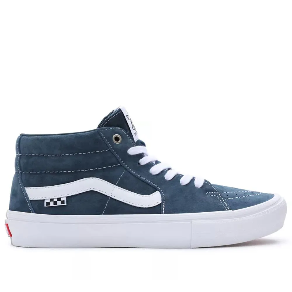 Comfort Active Narrow Fit Vans Skate Grosso Mid Pig Suede - Blue/White