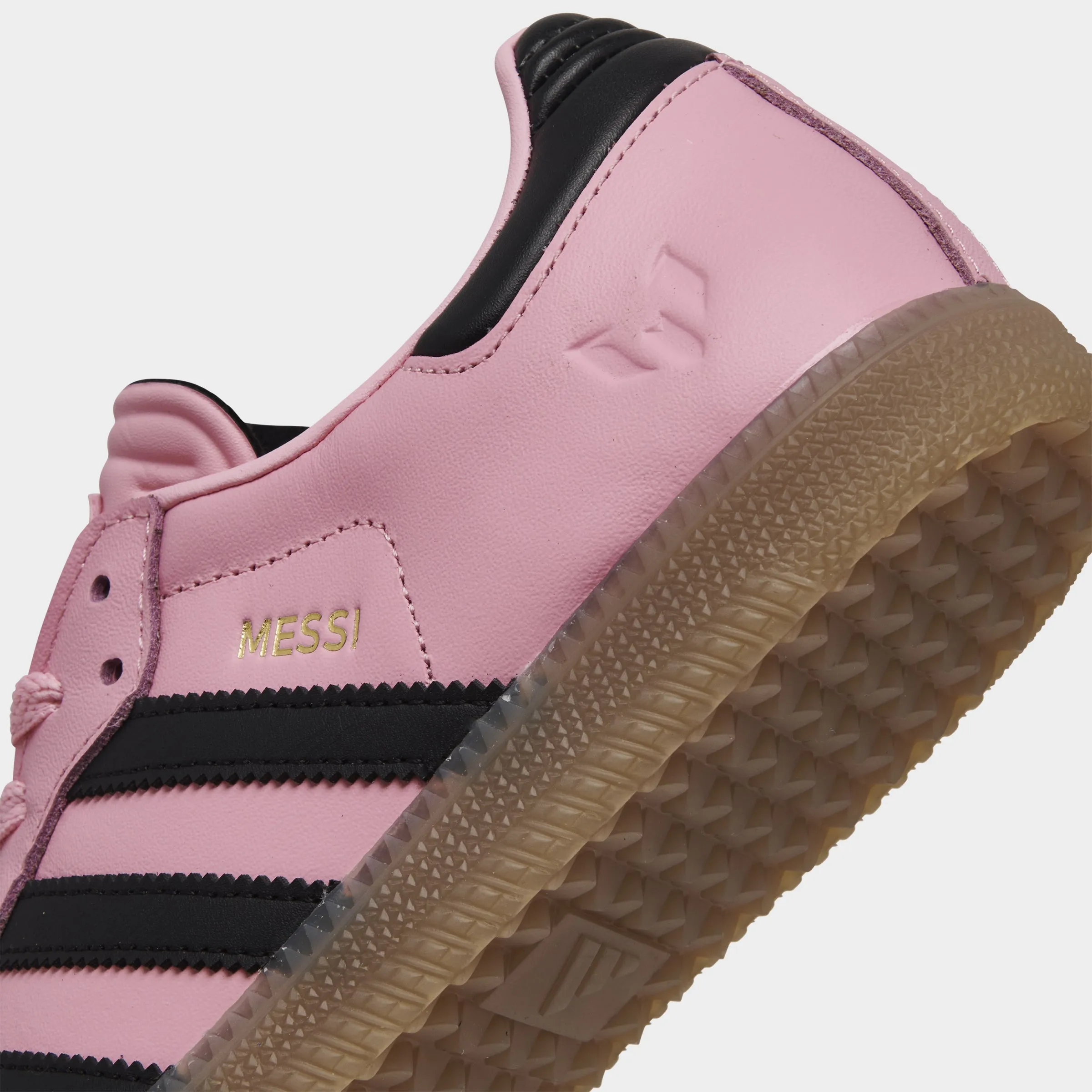 adidas Juniors' Samba Messi Light Pink / Core Black - Gum Lockdown fit Dynamic Traction Pattern