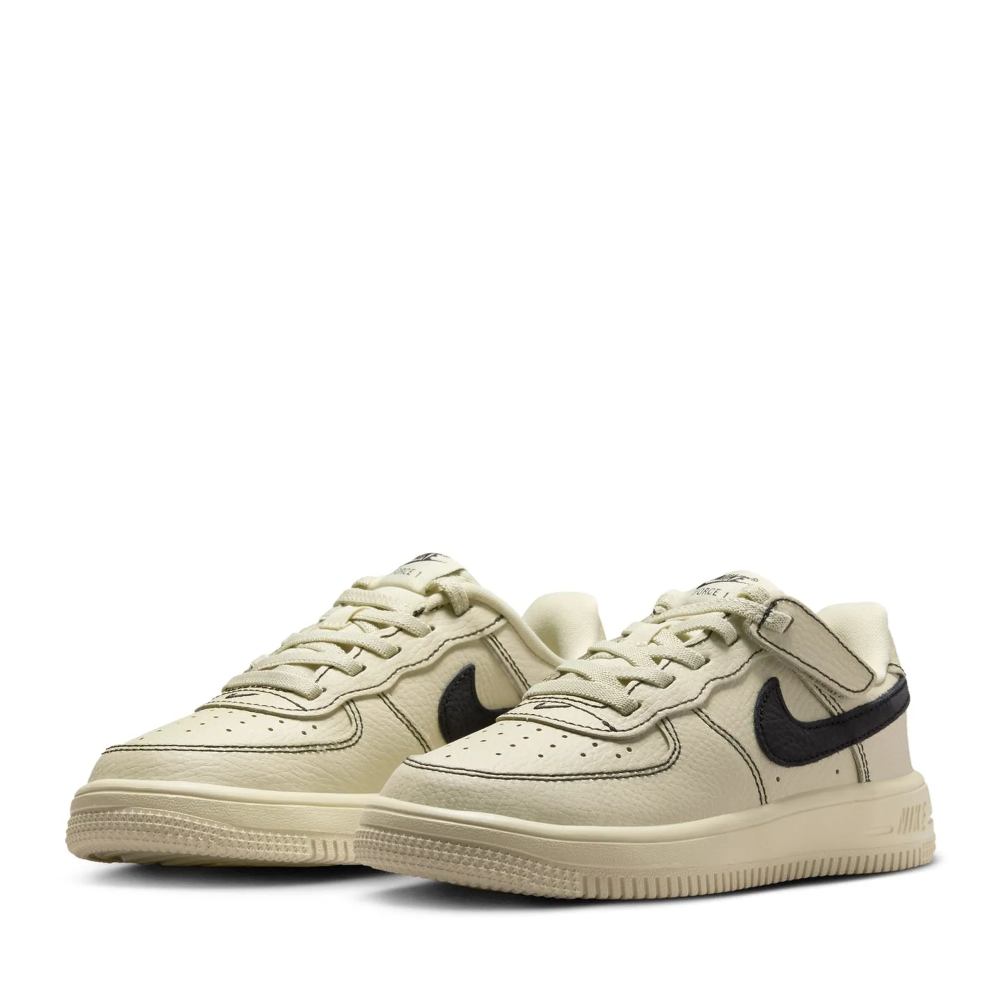 Nike Force 1 Low LV8 EasyOn (PS) - Light Khaki/Black Blown Rubber Outsole lace up closure