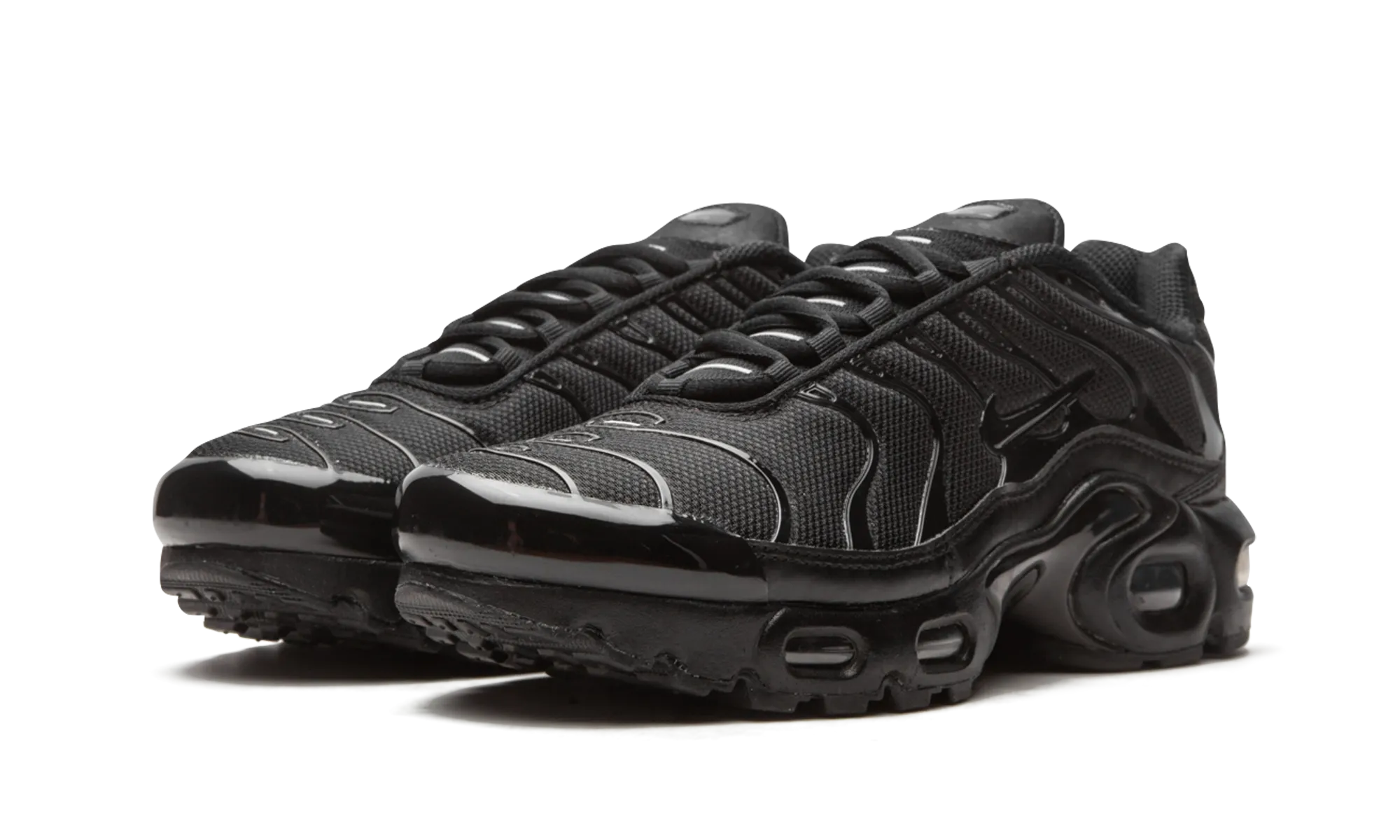 Air Max Plus GS "Triple Black" running in the afternoon shoes
