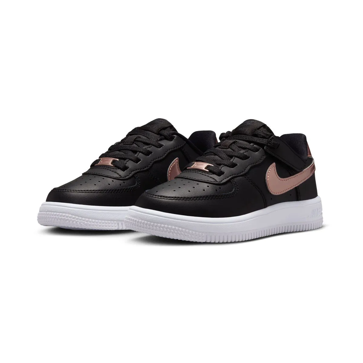 Youth Style StretchableMaterial Nike Force 1 Low SE EasyOn 'Black & Metallic Red Bronze' Little Kids' Shoes