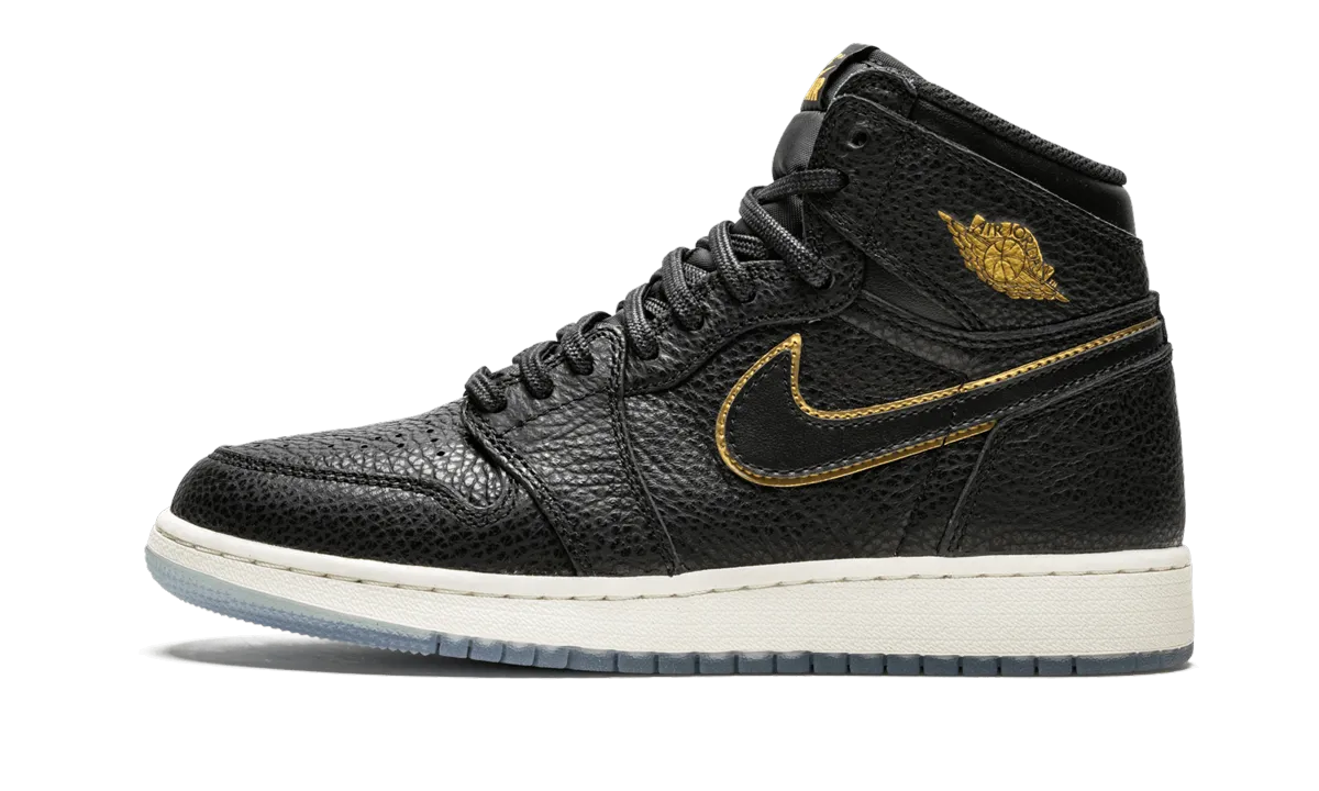 Hardwearing Low Impact Cushioning Air Jordan 1 Retro High OG GS "black gld lthr"