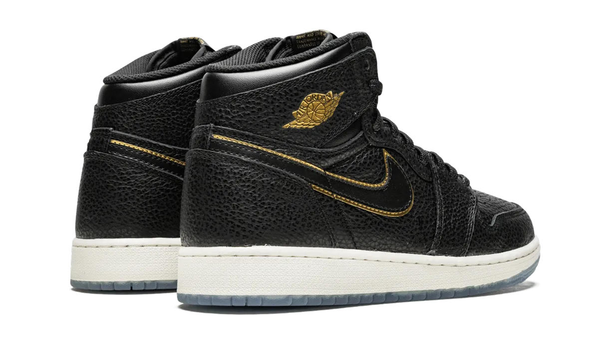 Orthopedic friendly Air Jordan 1 Retro High OG GS "black gld lthr"