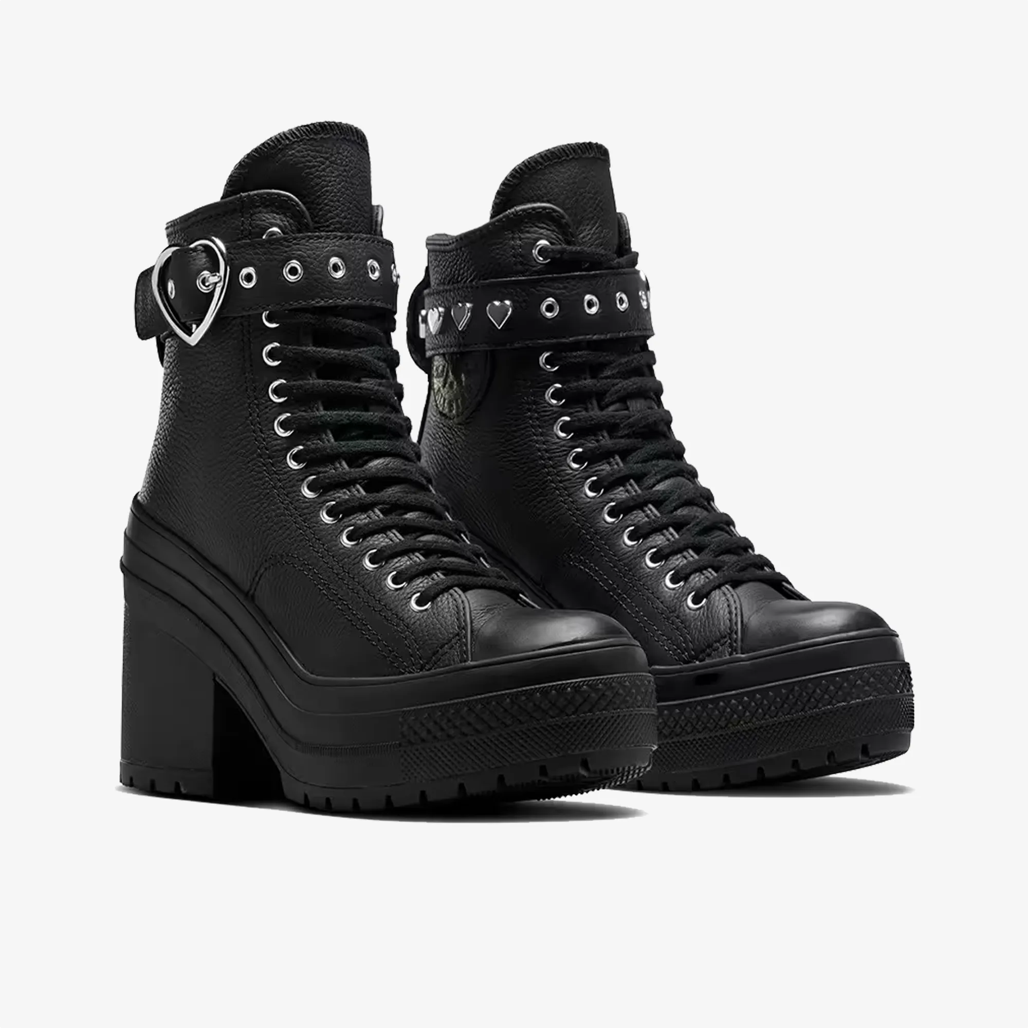 Wide Base Design Water   Repellent Converse | CHUCK 70 DE LUXE HEEL PLATFORM DARK ROMANCE { BLACK