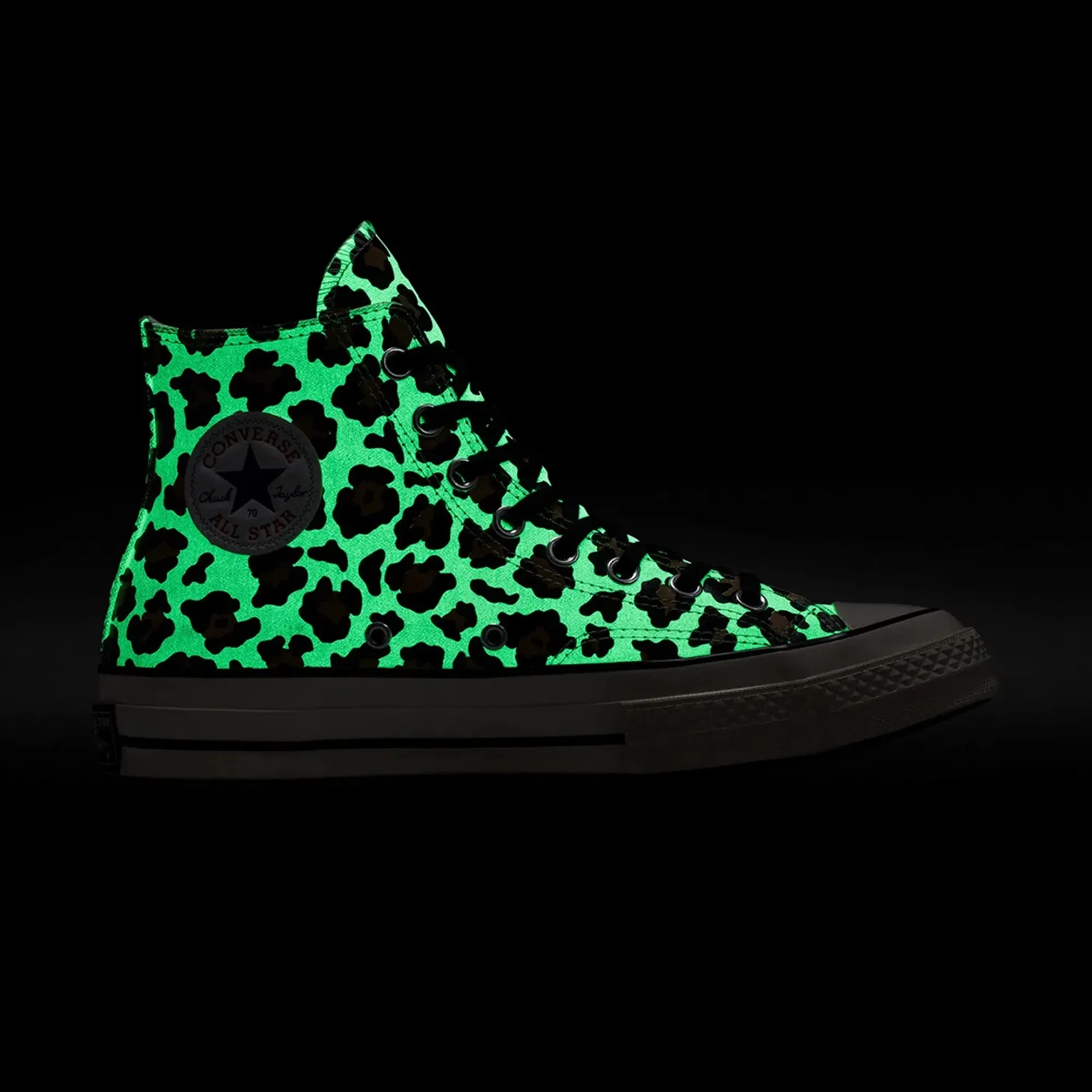 Sneaker Deodorizer Abrasion Resistant Sole Converse | CHUCK 70 GLOW IN THE DARK LEOPARD PRINT { EGRET/LIGHT FAWN