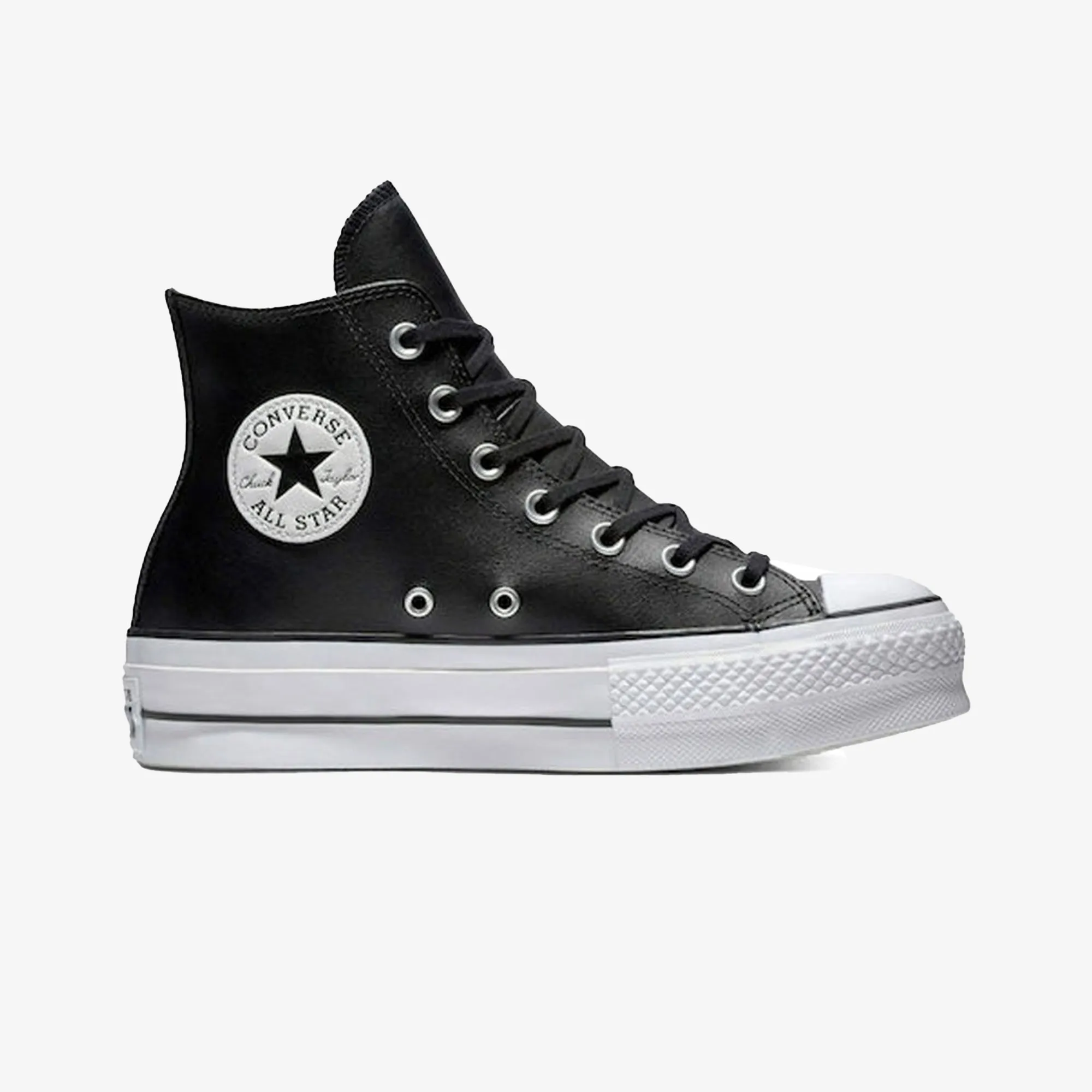 PUMidsole Converse | CHUCK TAYLOR ALL STAR LEATHER PLATFORM HI { BLACK/WHITE