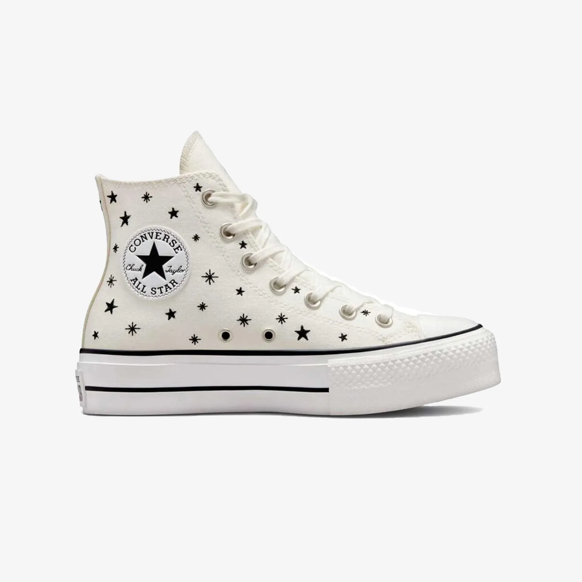 Converse | CHUCK TAYLOR ALL STAR LIFT PLATFORM EMBROIDERED STARS  { EGRET/BLACK/MOONSTONE VIOLET Quick Feel