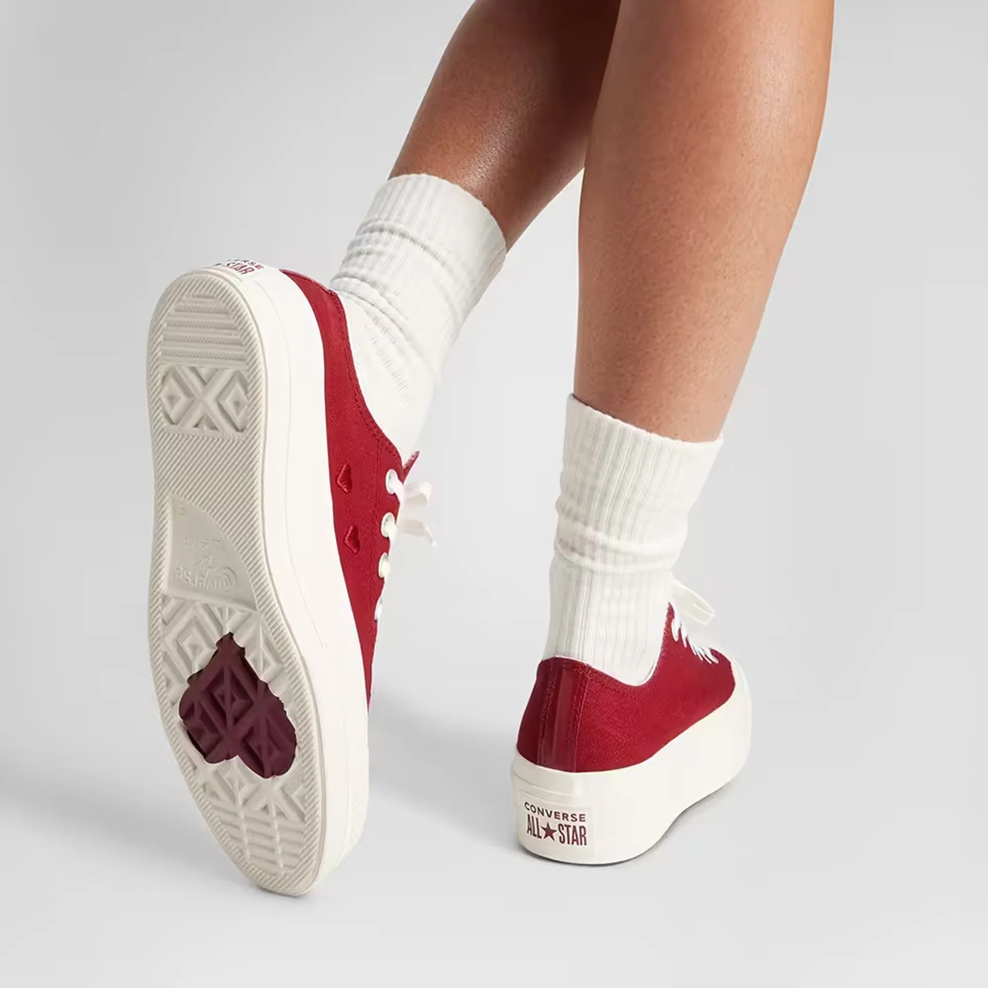 Enhanced Fit Lightweight Cushioning Converse | CHUCK TAYLOR ALL STAR LIFT PLATFORM HEARTS { RED