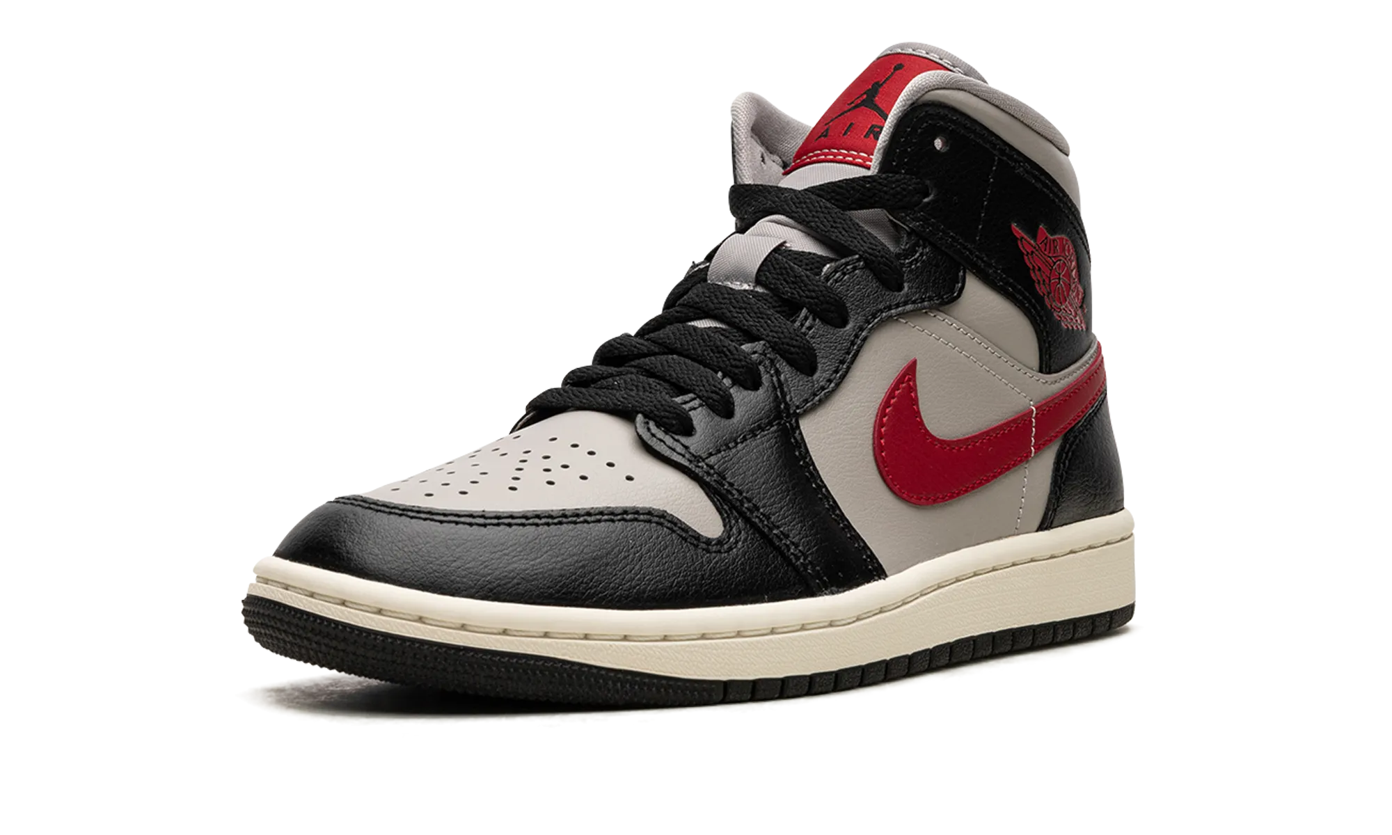 Canvas Fabric Zero Noise AIR JORDAN 1 MID WMNS "Black / Gym Red / College Grey"