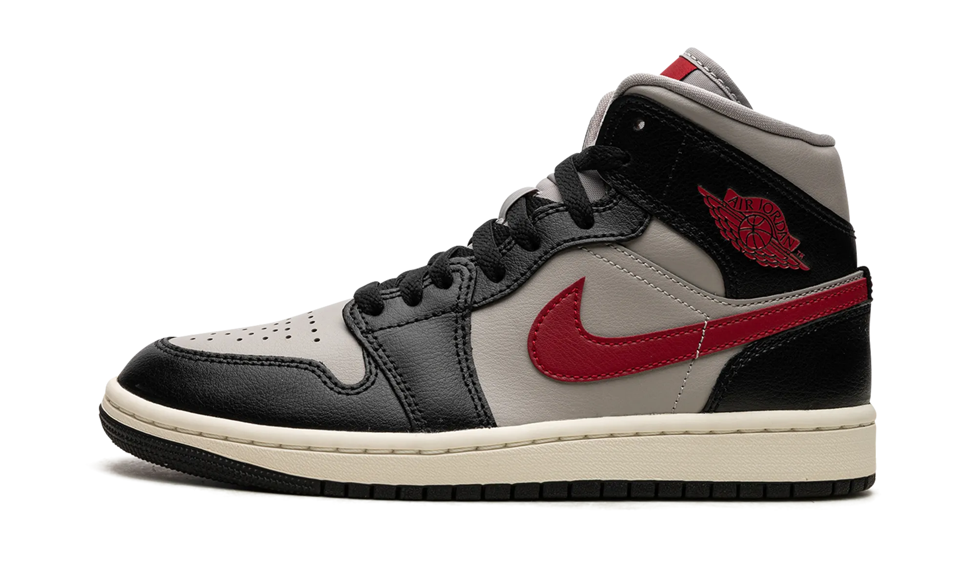 AIR JORDAN 1 MID WMNS "Black / Gym Red / College Grey" Non-Slip Sole