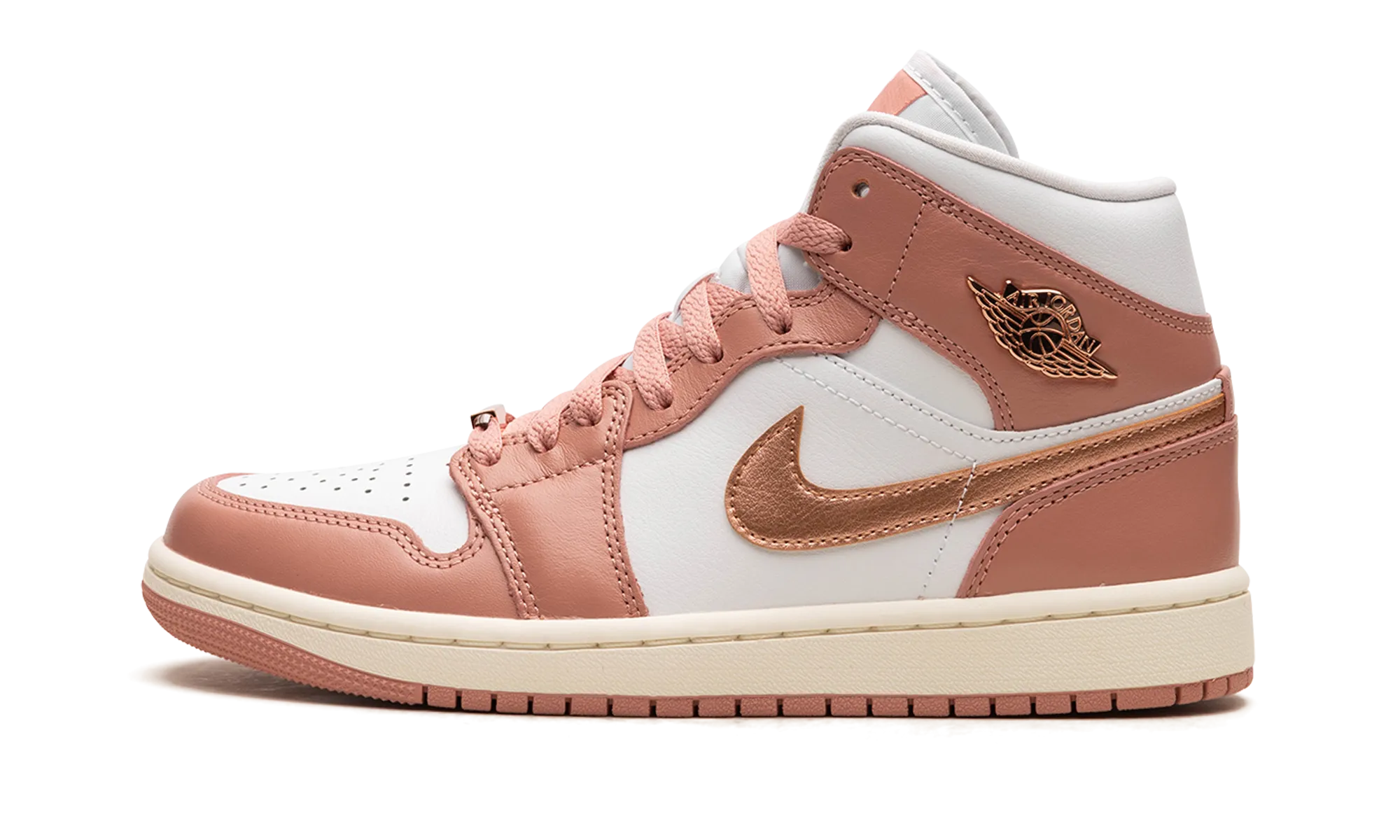AIR JORDAN 1 MID WMNS "RED STARDUST" Thermoplastic Plate Stretch Woven Collar